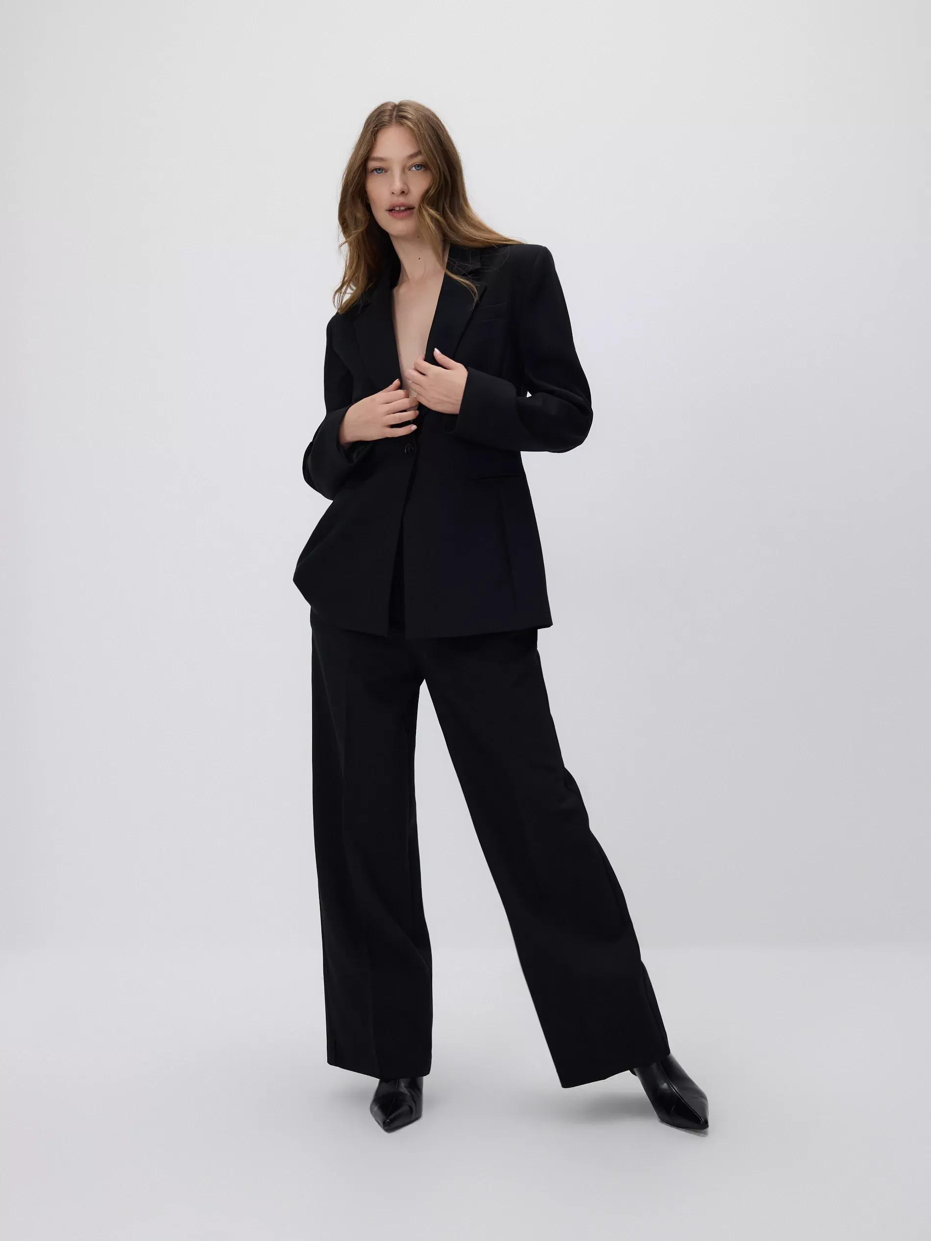 Black Single-Breasted Blazer, Black, medium