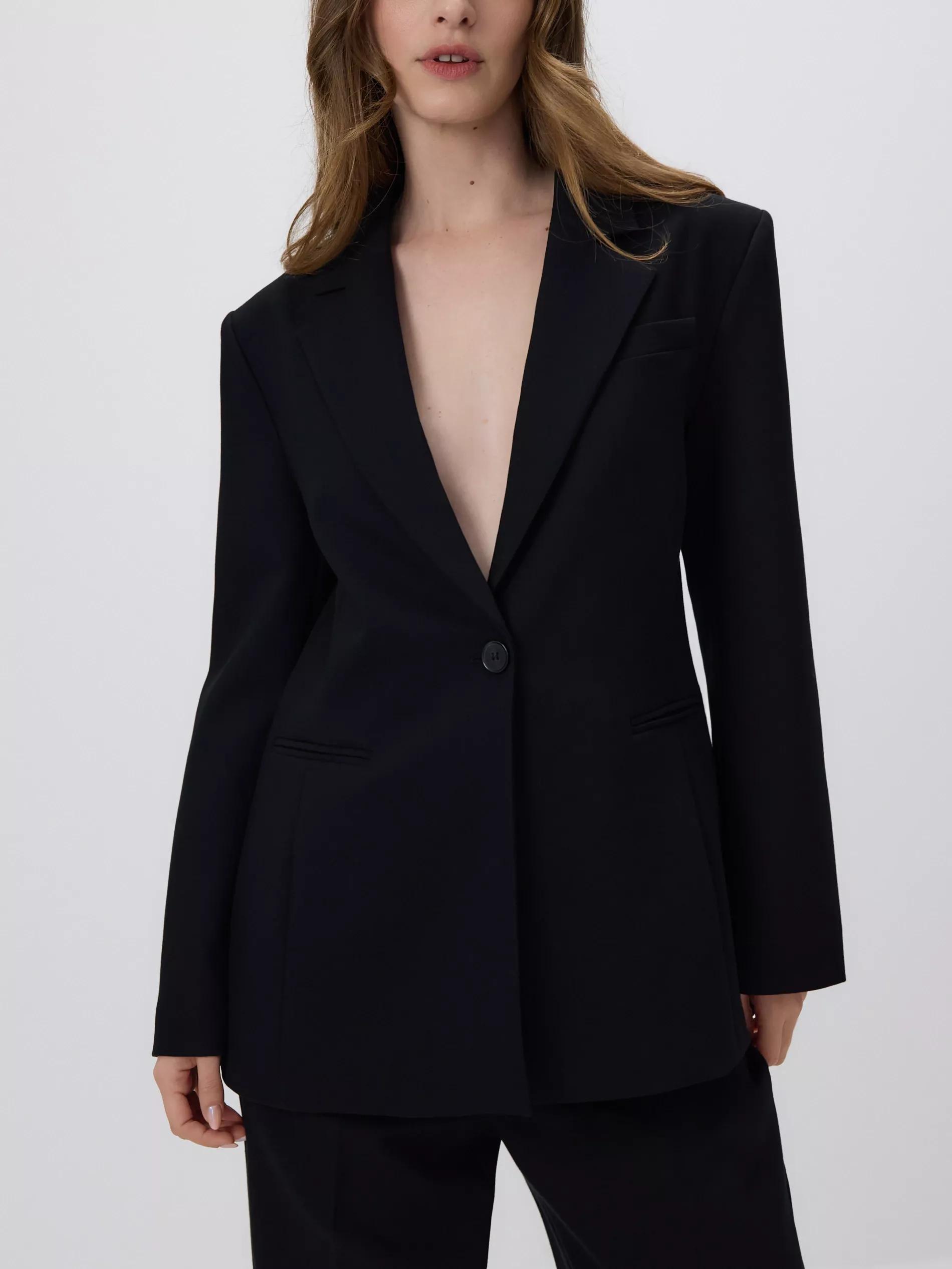 Black Single-Breasted Blazer, Black, medium
