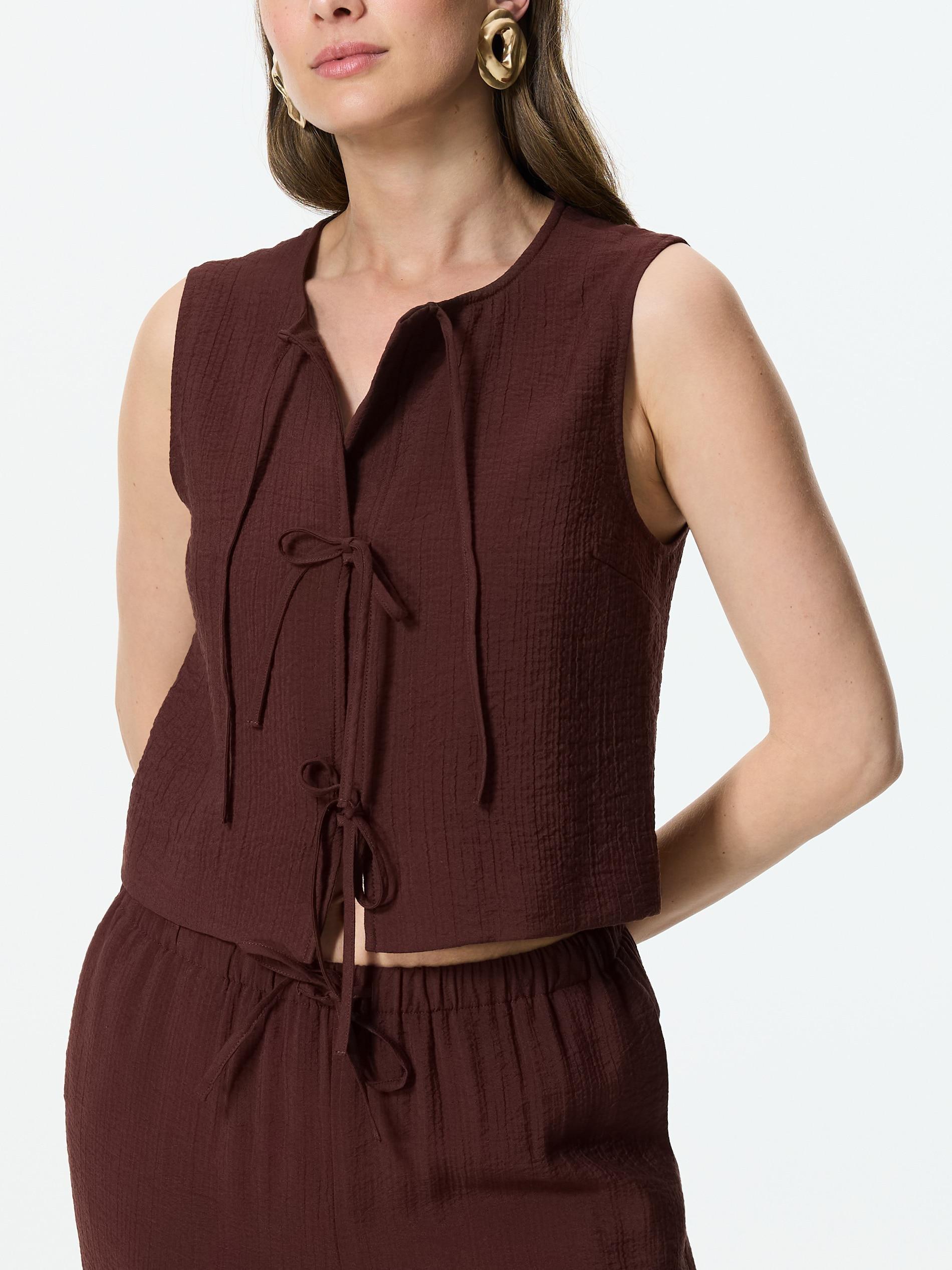 Maroon Viscose Rich Vest, Burgundy, medium