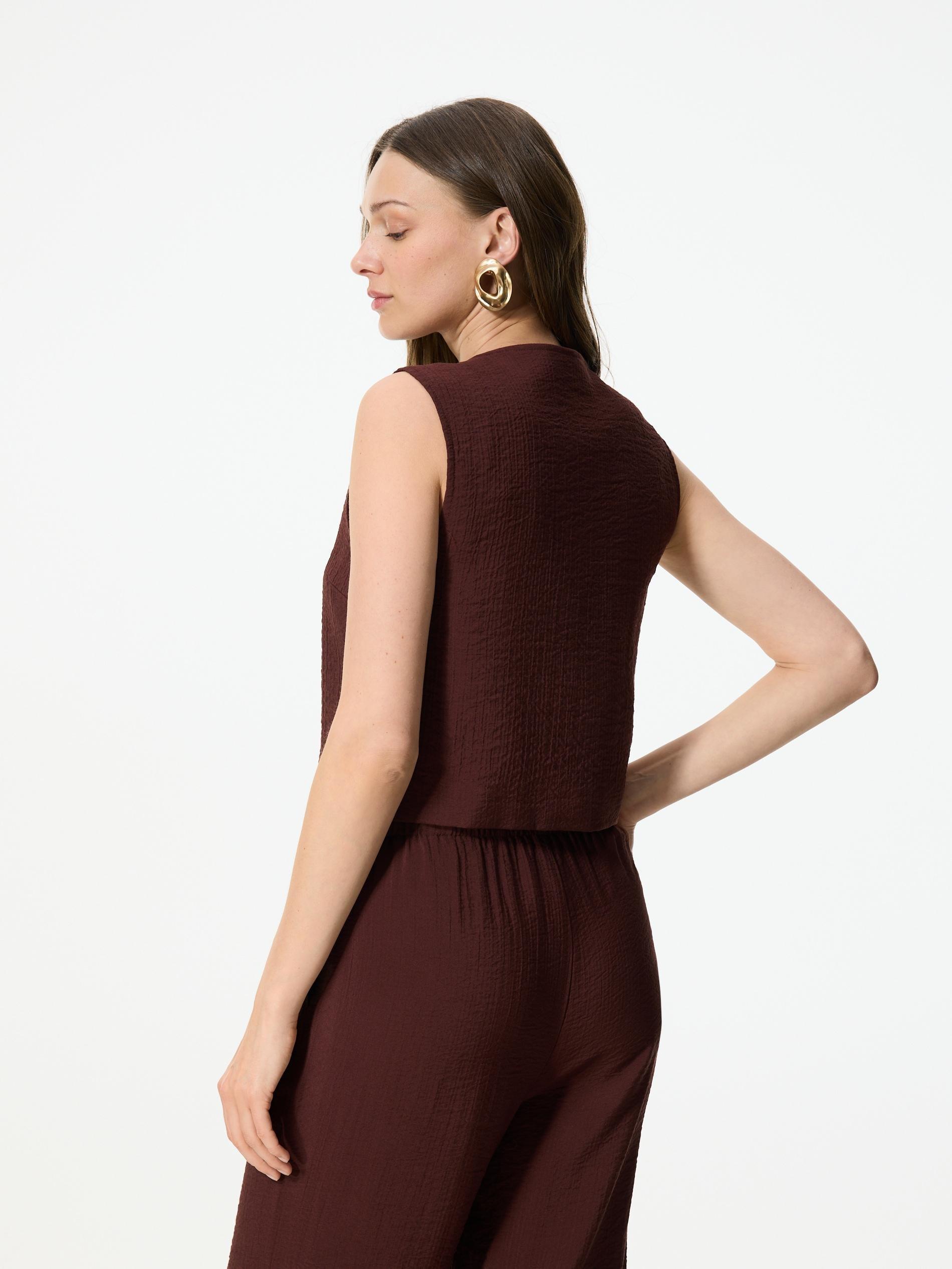 Maroon Viscose Rich Vest, Burgundy, large image number 3