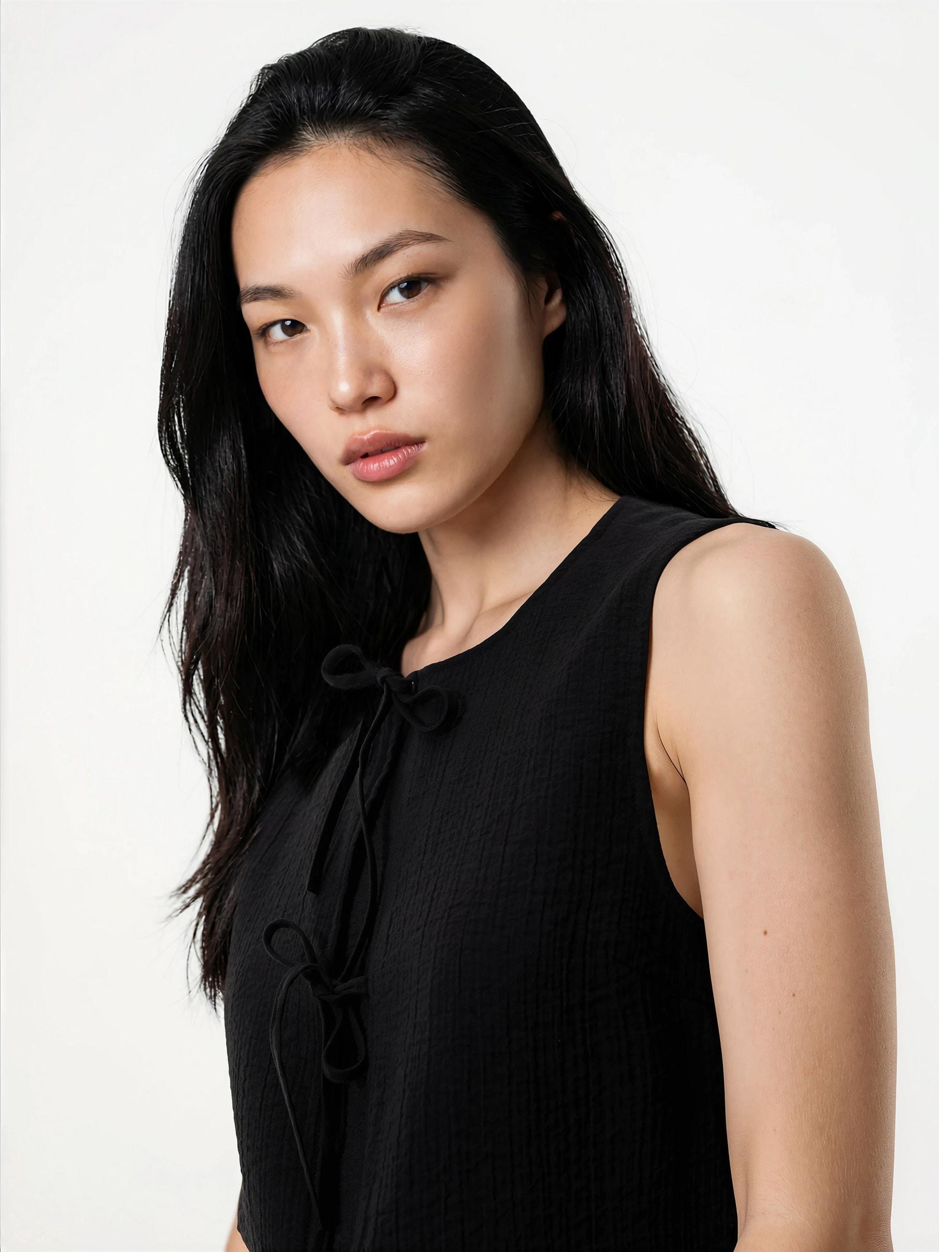Black Viscose Rich Vest, Black, large image number 1