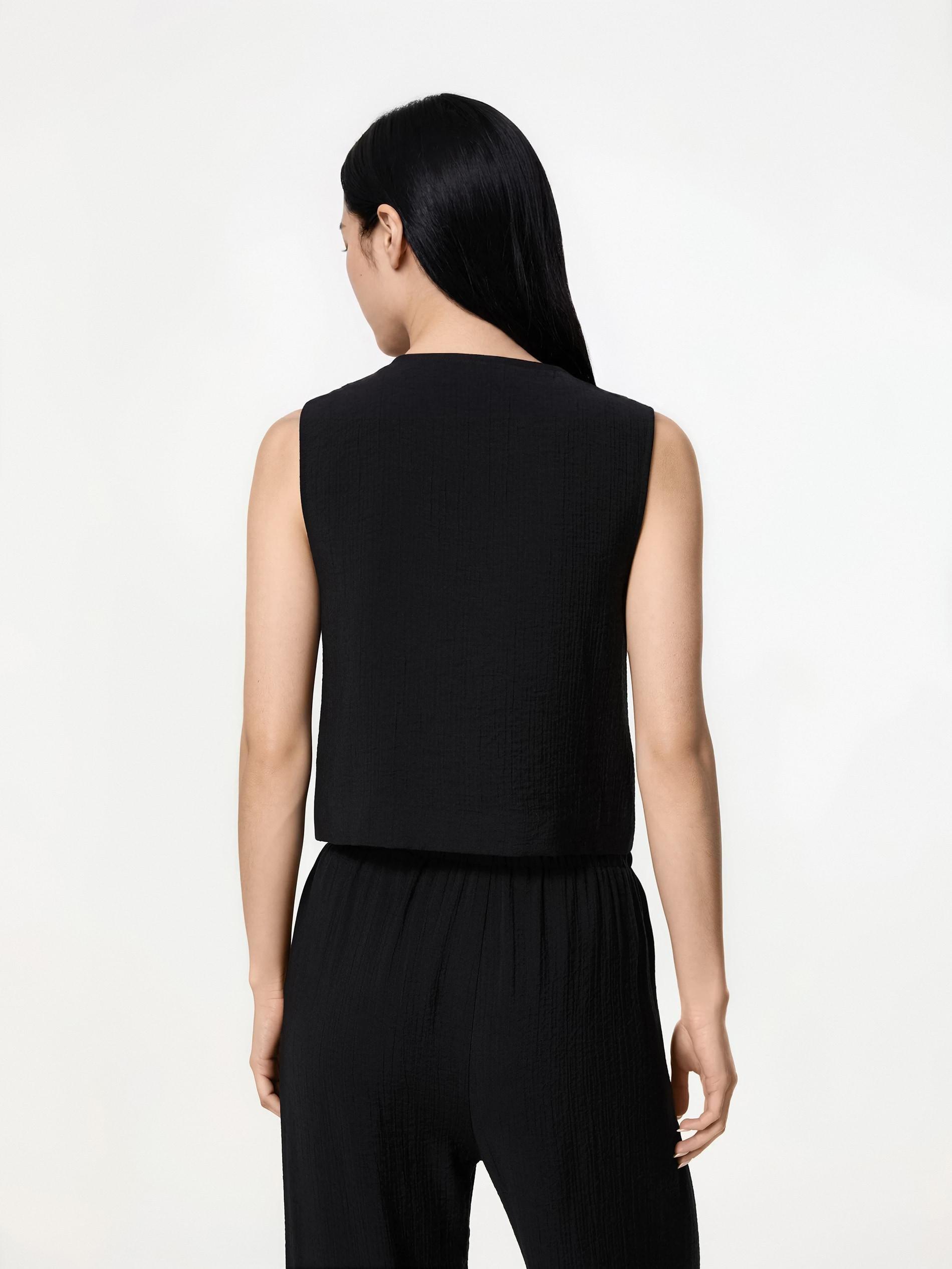 Black Viscose Rich Vest, Black, large image number 2