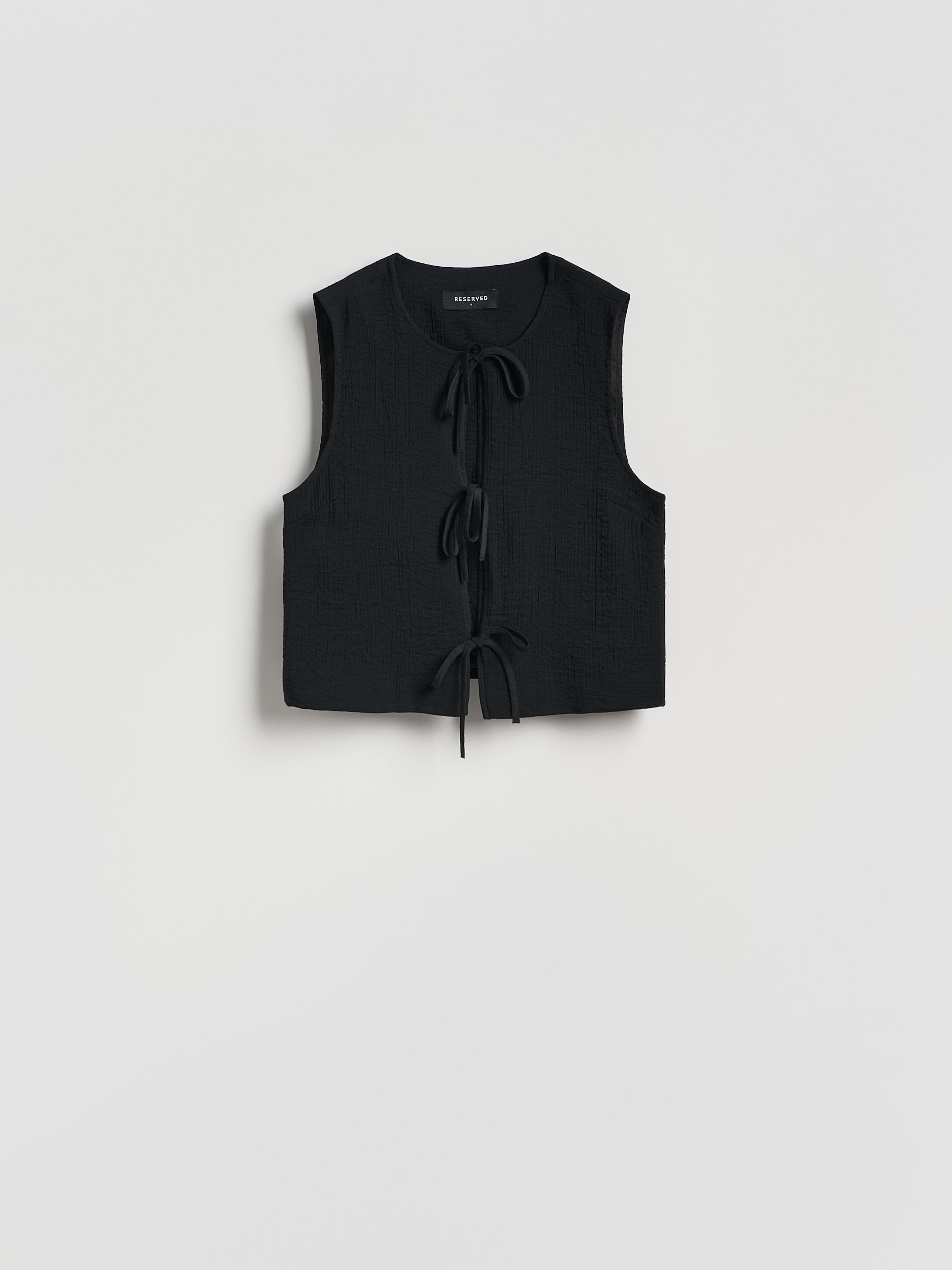 Black Viscose Rich Vest, Black, large image number 3