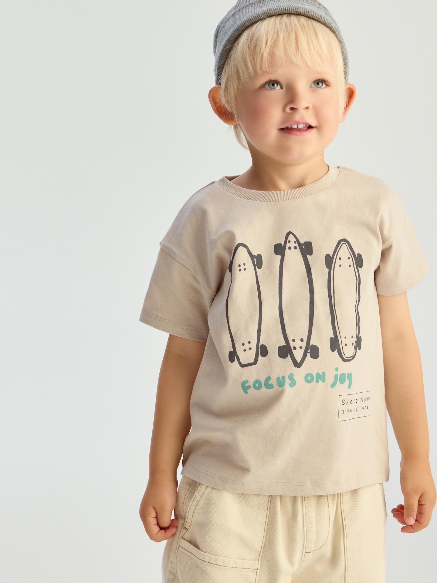 Beige Cotton T-Shirt, Beige, medium