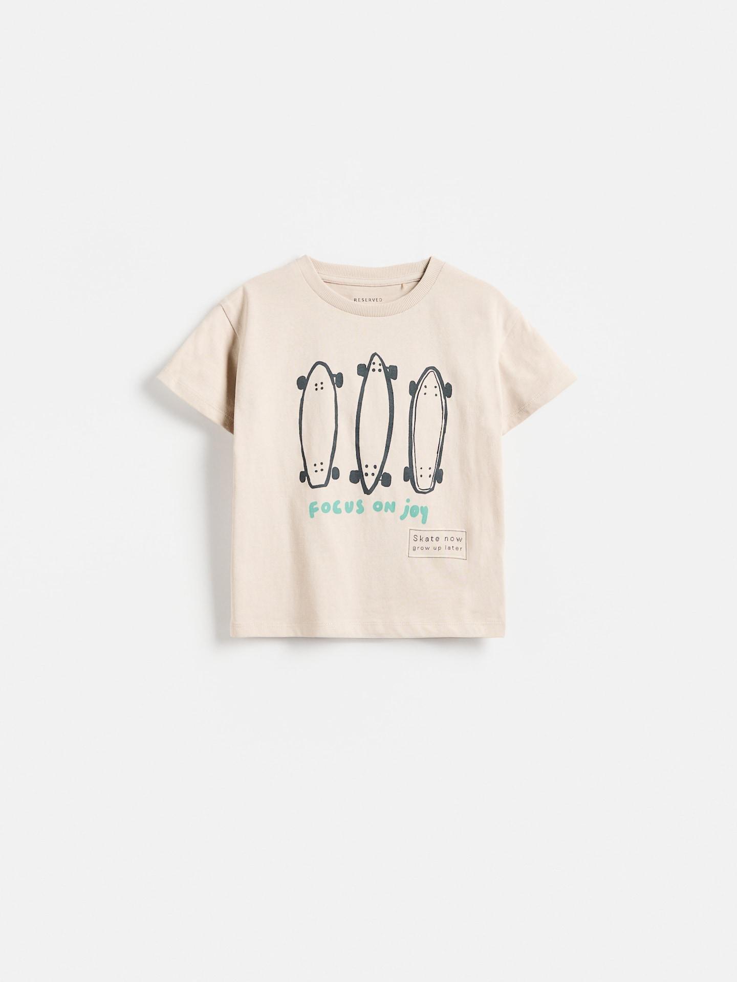 Beige Cotton T-Shirt, Beige, large image number 1