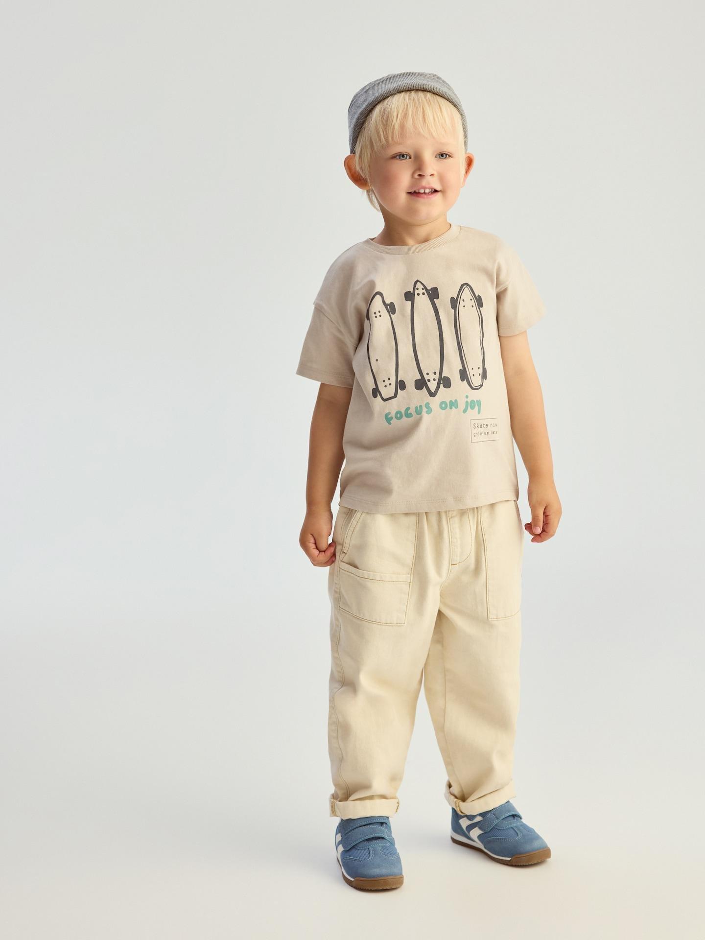 Beige Cotton T-Shirt, Beige, large image number 3