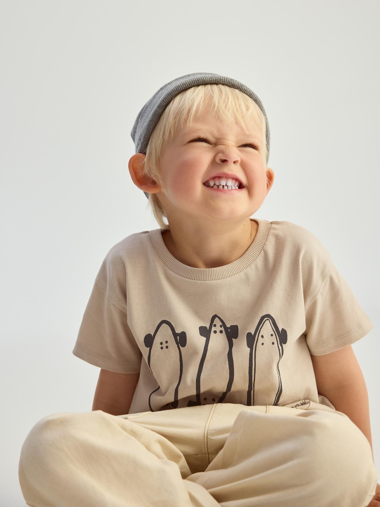 Beige Cotton T-Shirt, Beige, large image number 4