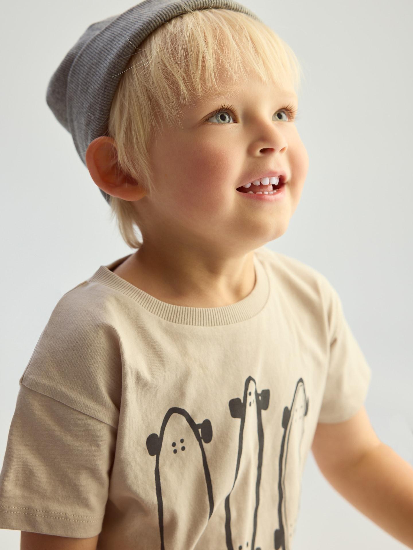 Beige Cotton T-Shirt, Beige, large image number 5