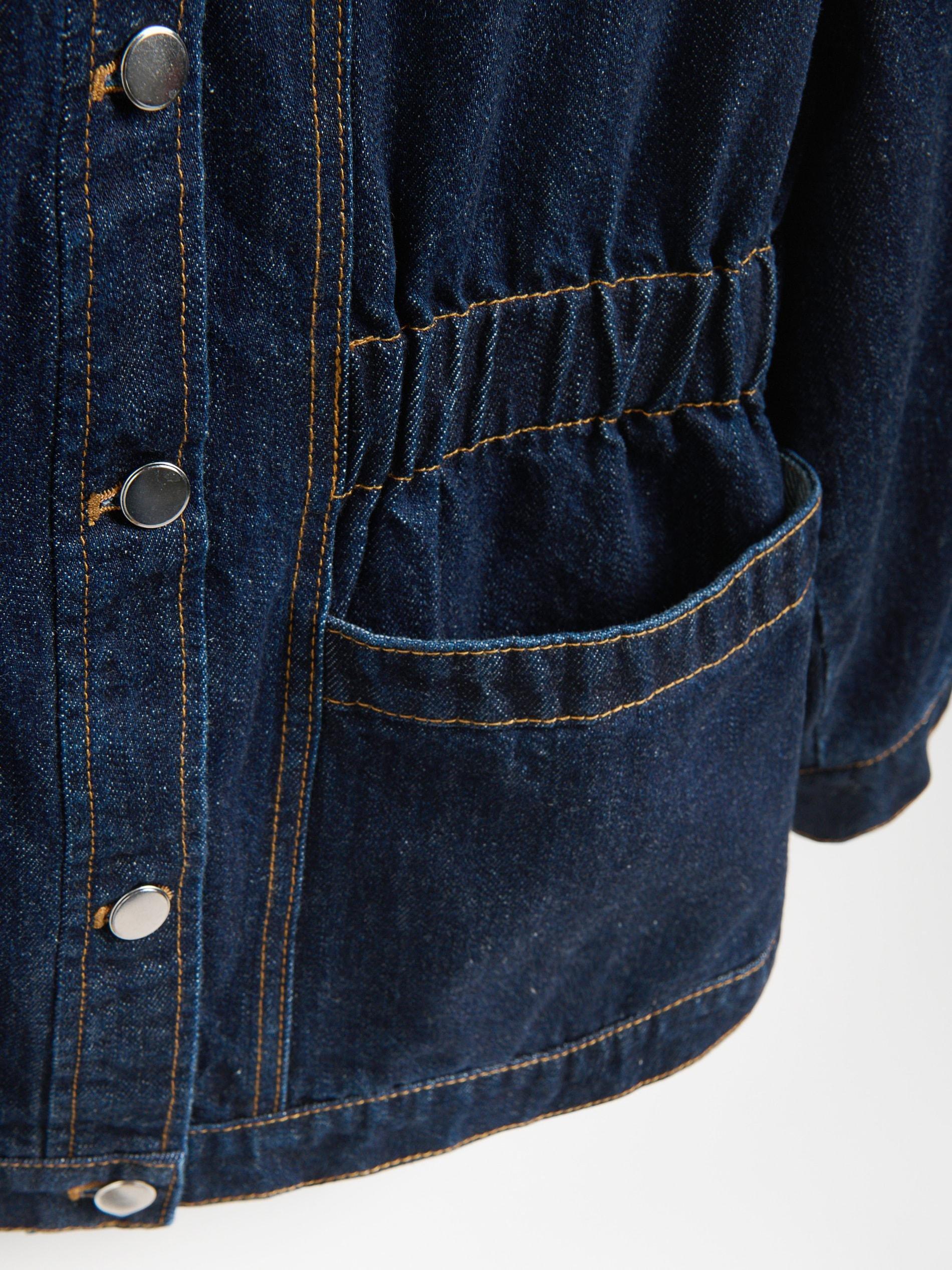 Navy Denim Jacket With Contrasting Collar, , large image number 4