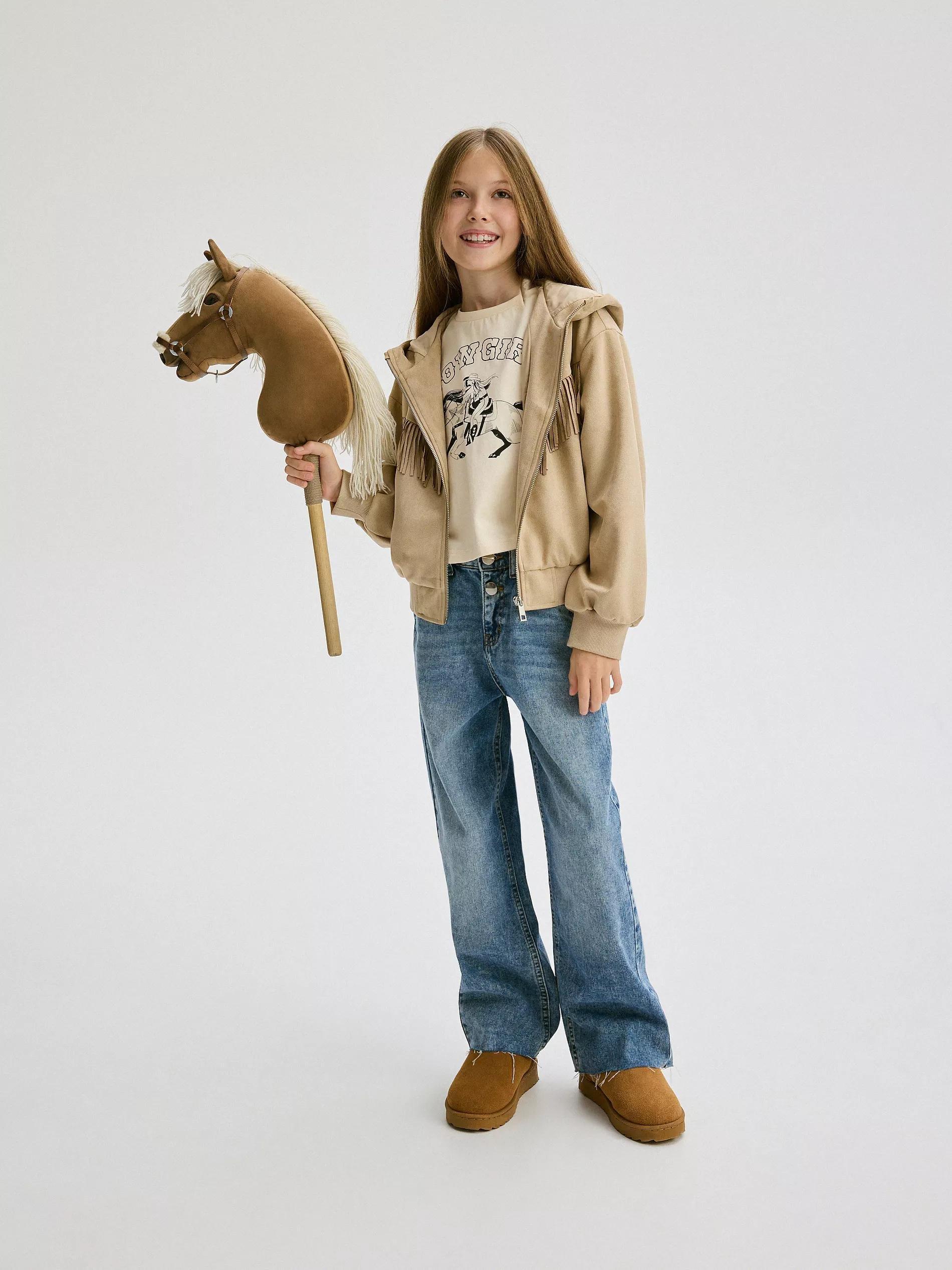 Beige Cotton T-Shirt With Print, , large image number 3
