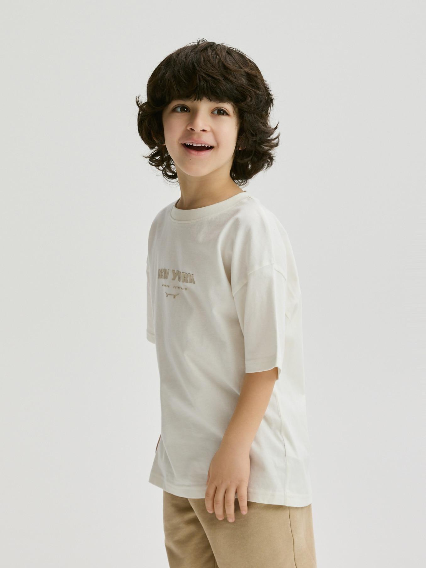 Cream Cotton Set With Shorts, Ivory, large image number 3