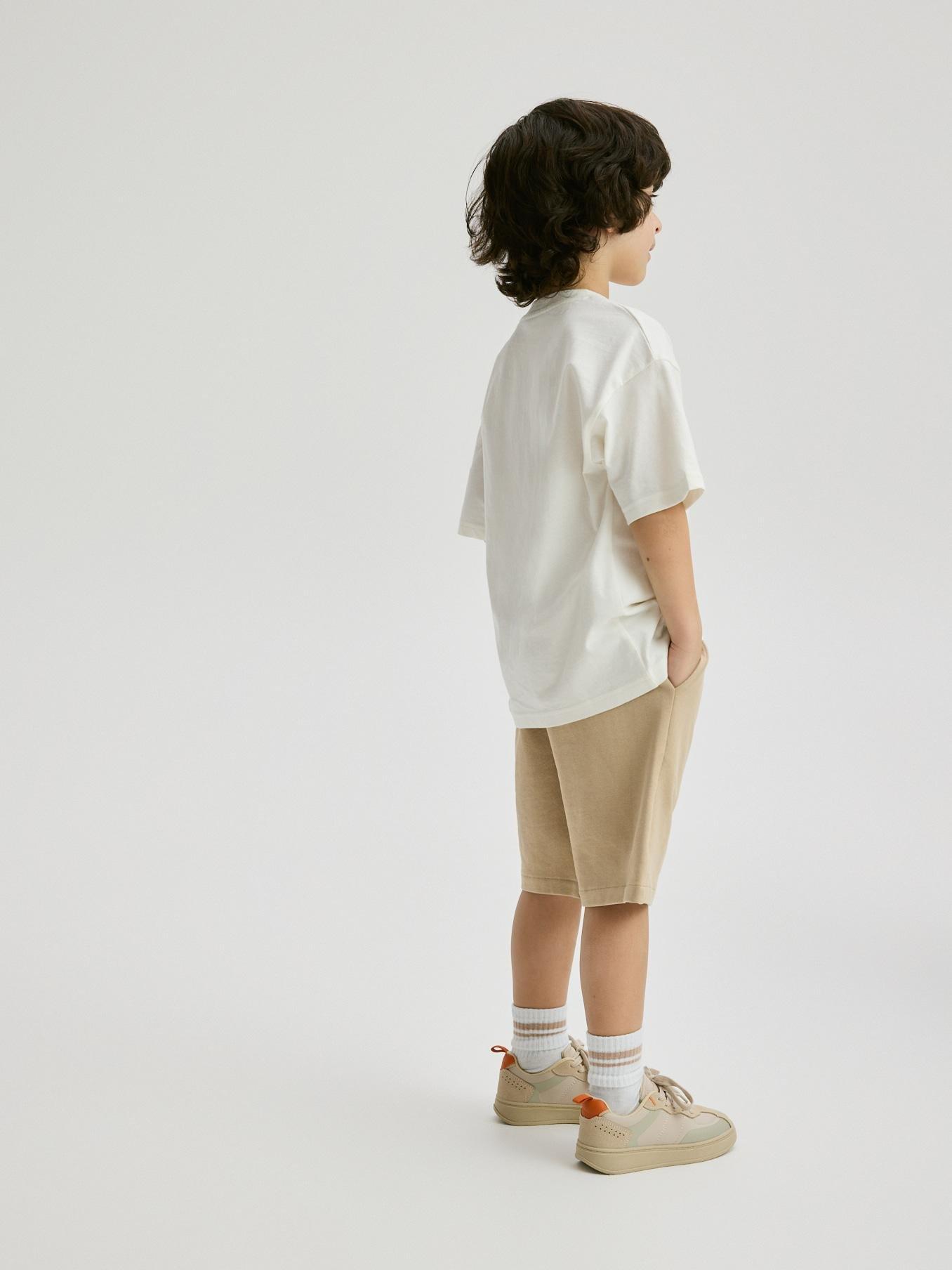 Cream Cotton Set With Shorts, Ivory, large image number 4