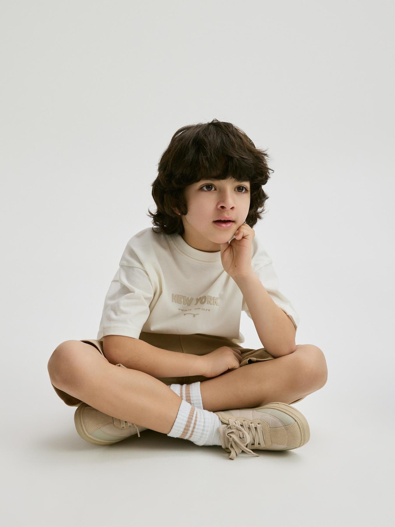 Cream Cotton Set With Shorts, Ivory, large image number 5