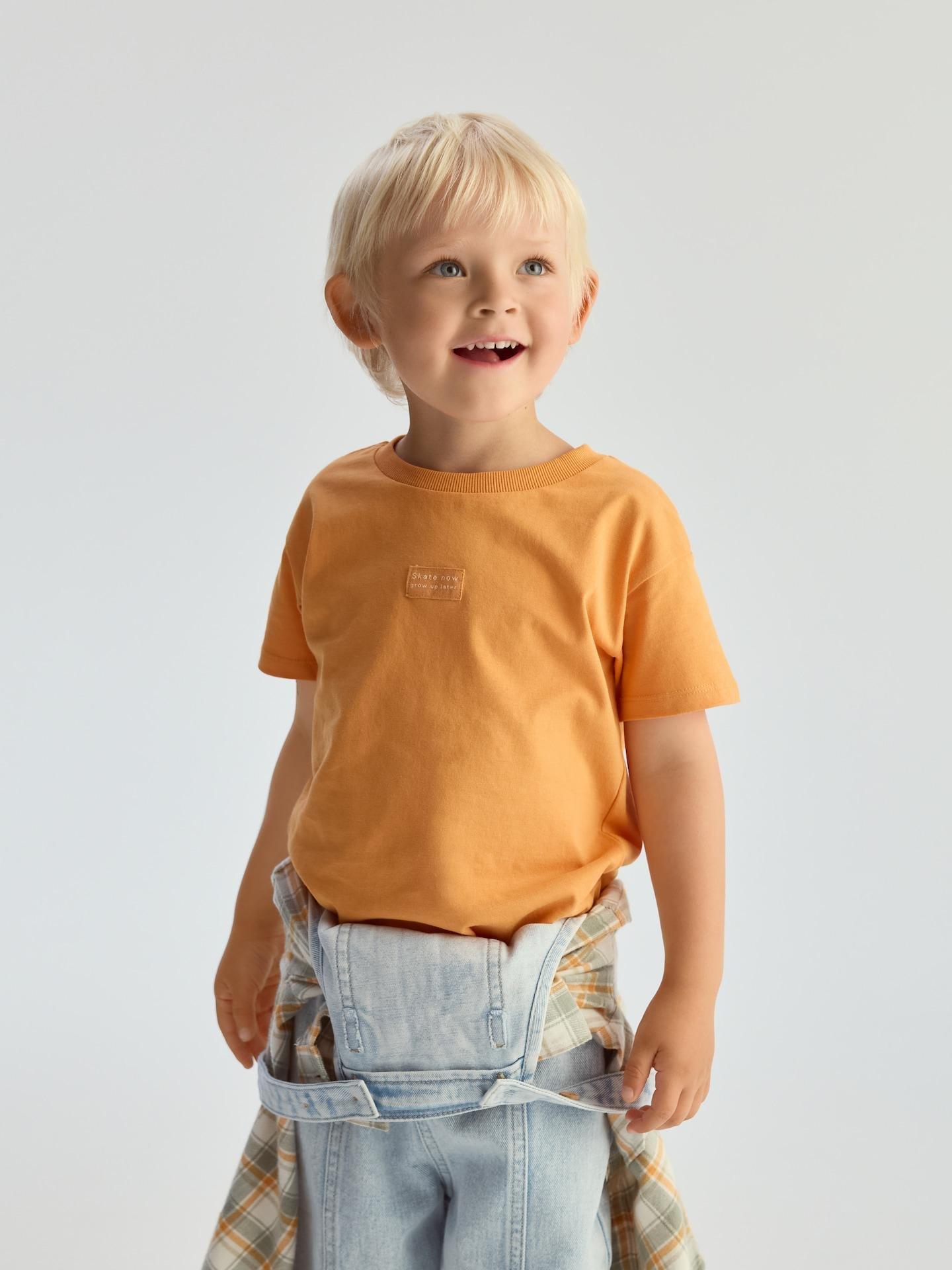 Orange T-Shirt With Patch, Orange, medium