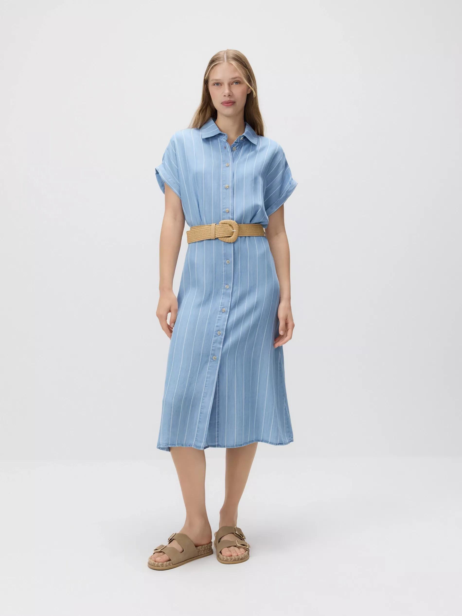 Blue Lyocell Midi Dress, Blue, large image number 0