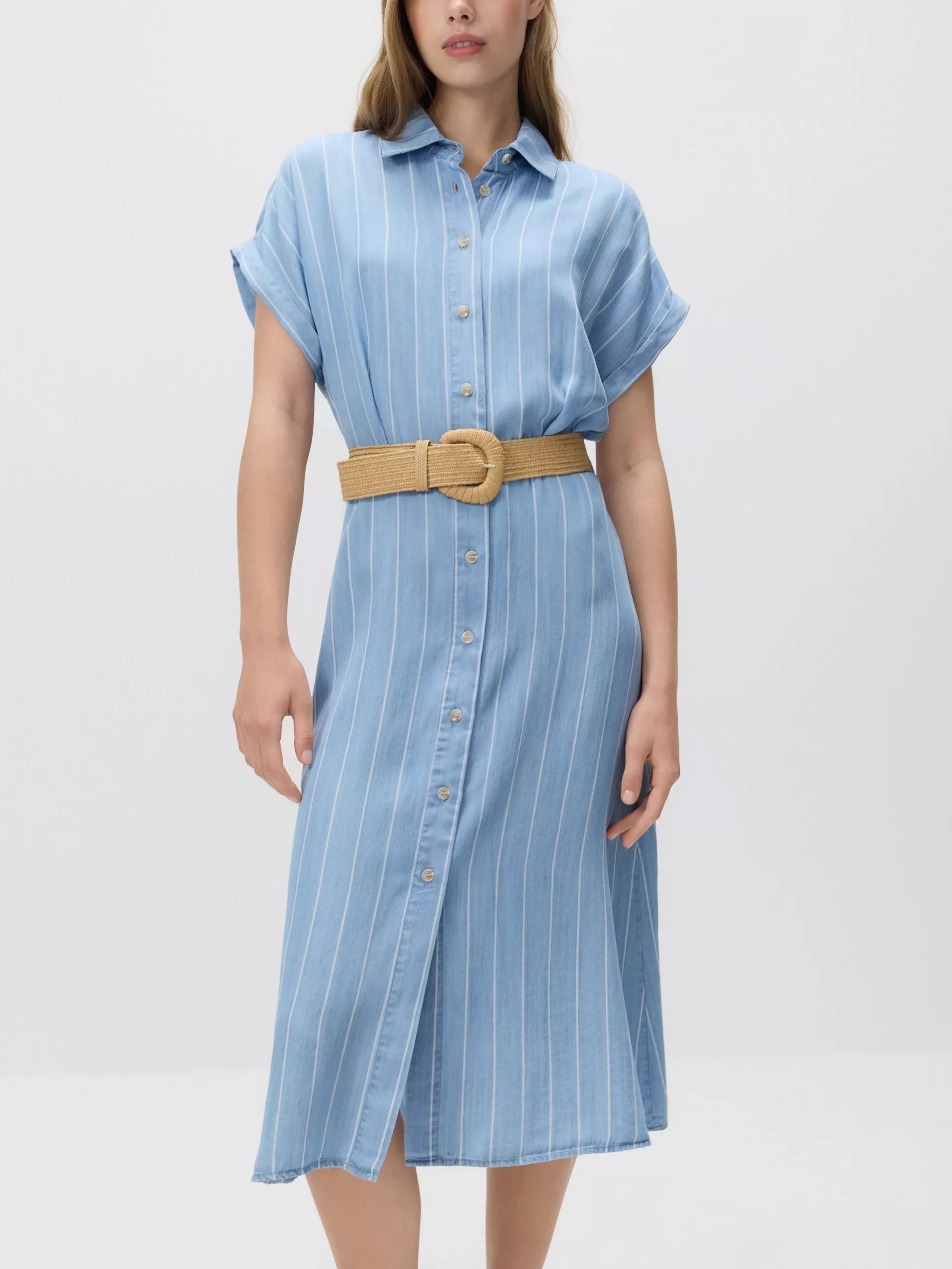 Blue Lyocell Midi Dress, Blue, large image number 2