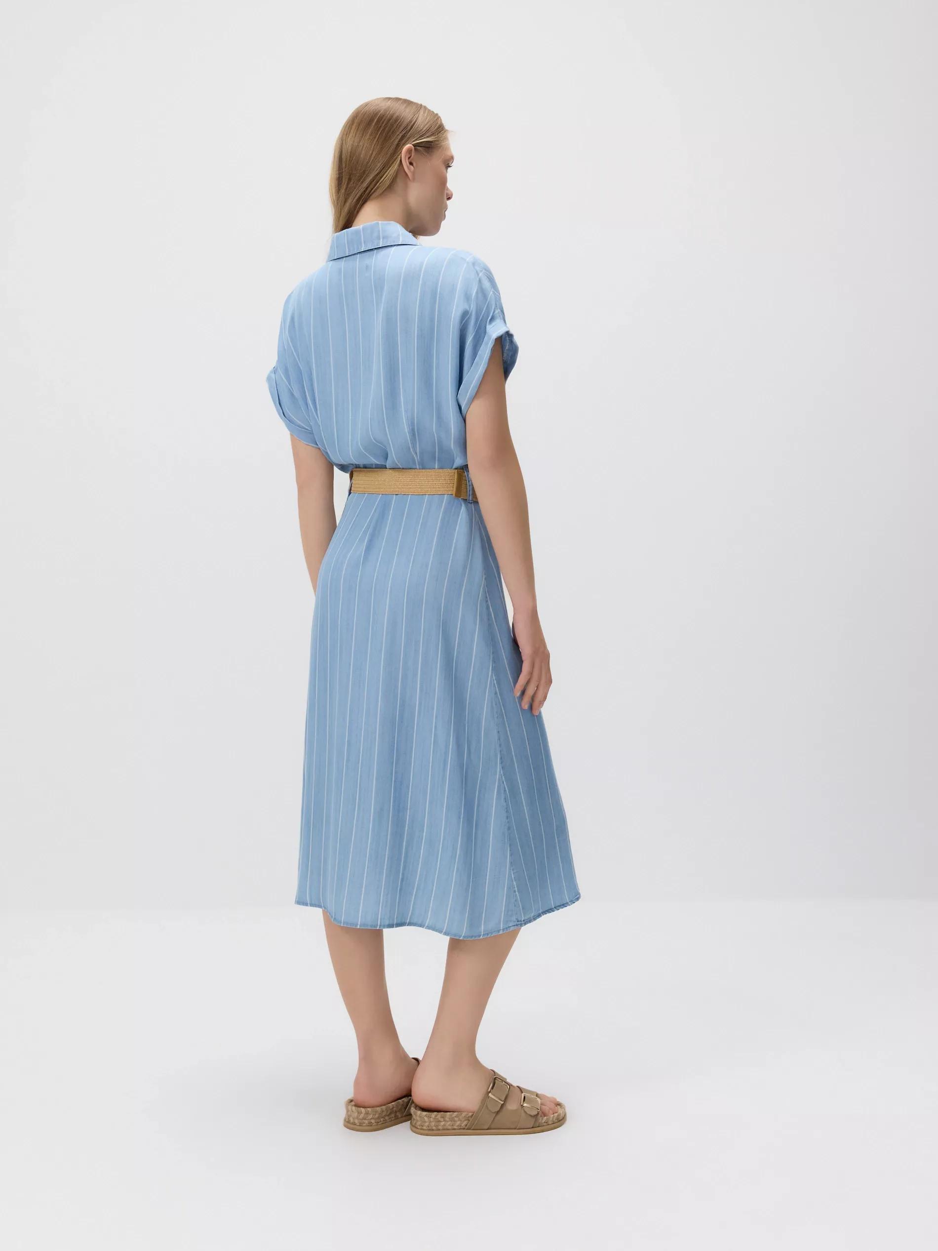 Blue Lyocell Midi Dress, Blue, large image number 3