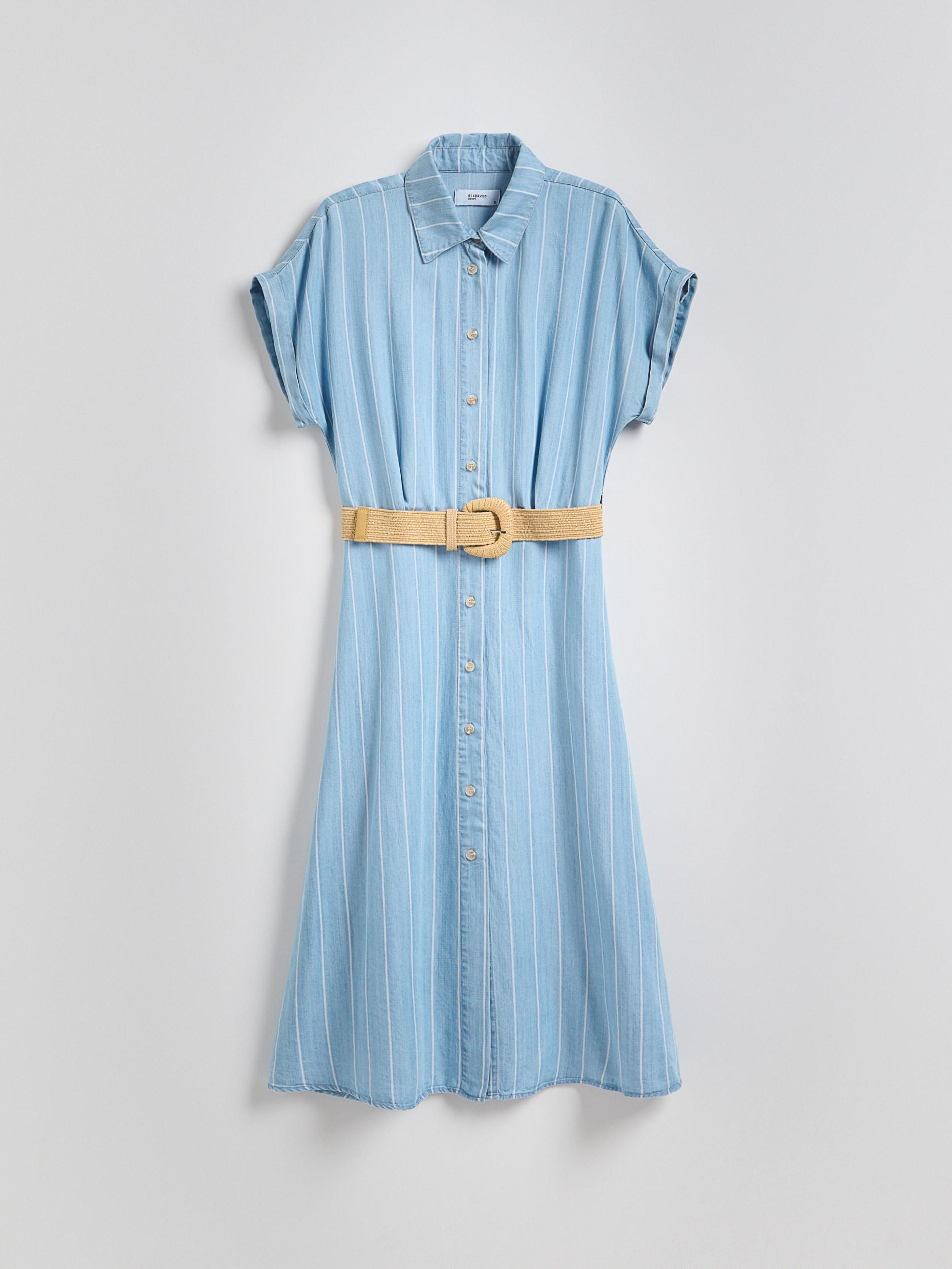 Blue Lyocell Midi Dress, Blue, large image number 4