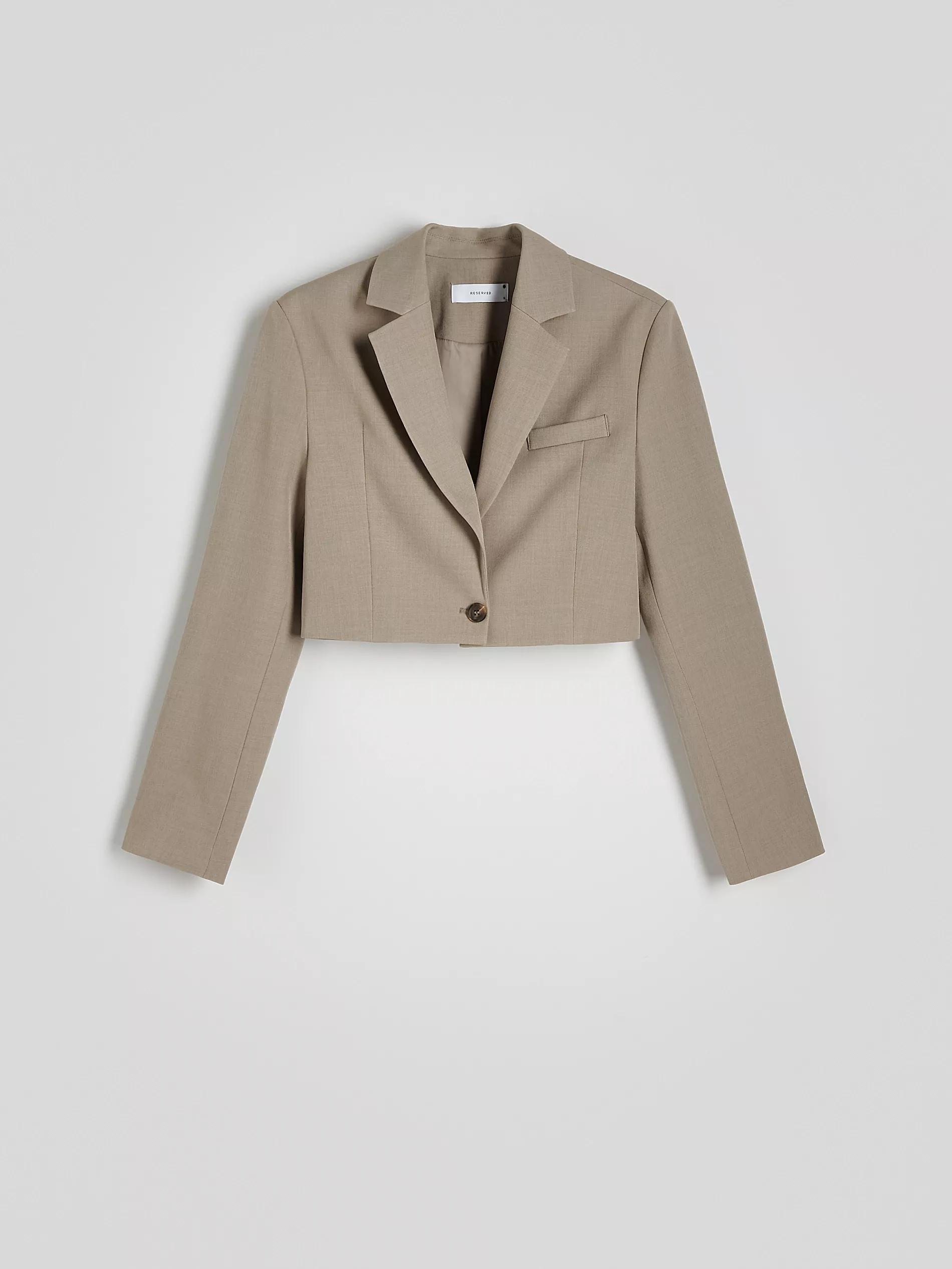 Beige Plain Suit Jacket, , large image number 5