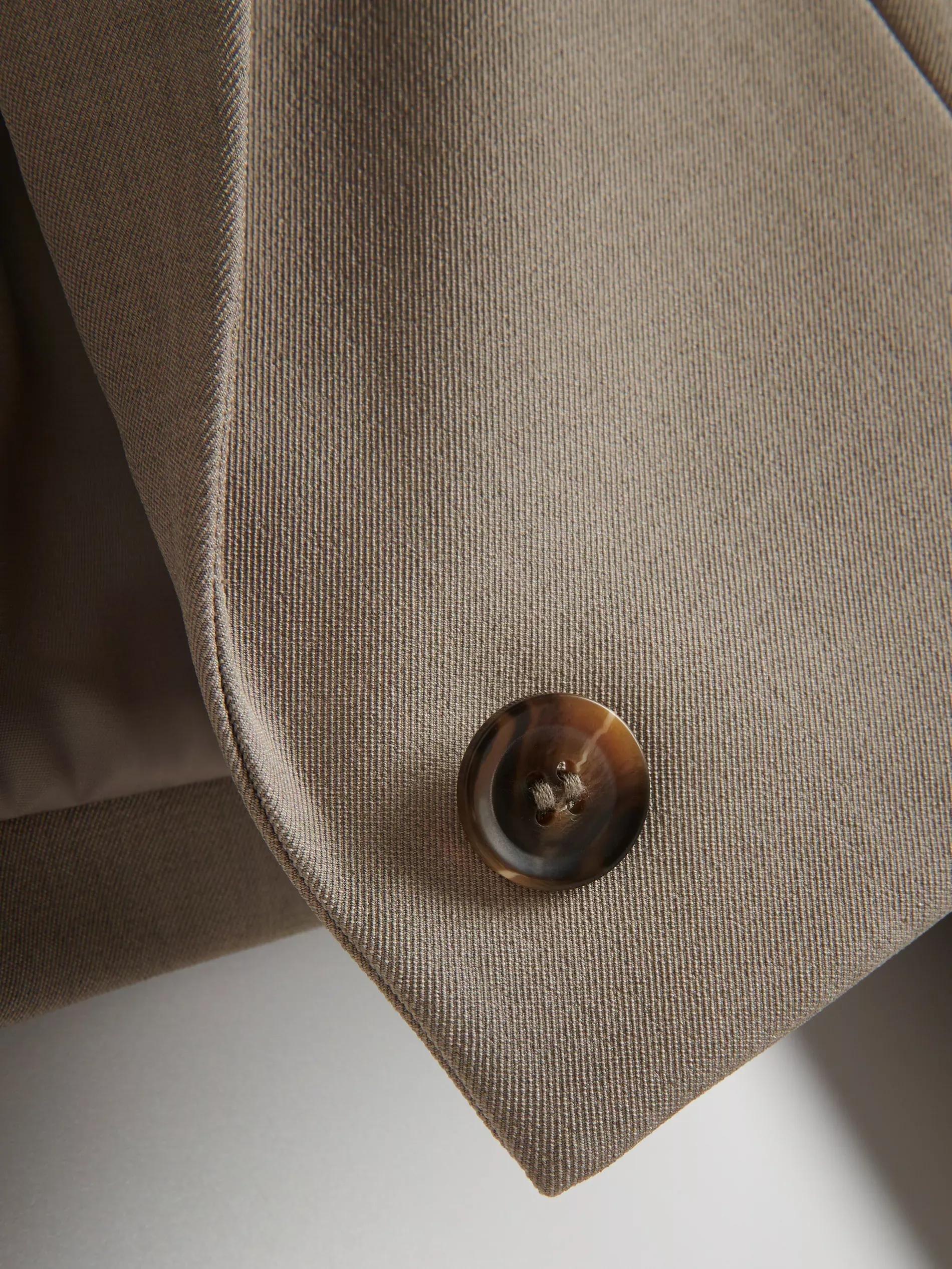 Beige Plain Suit Jacket, , large image number 6