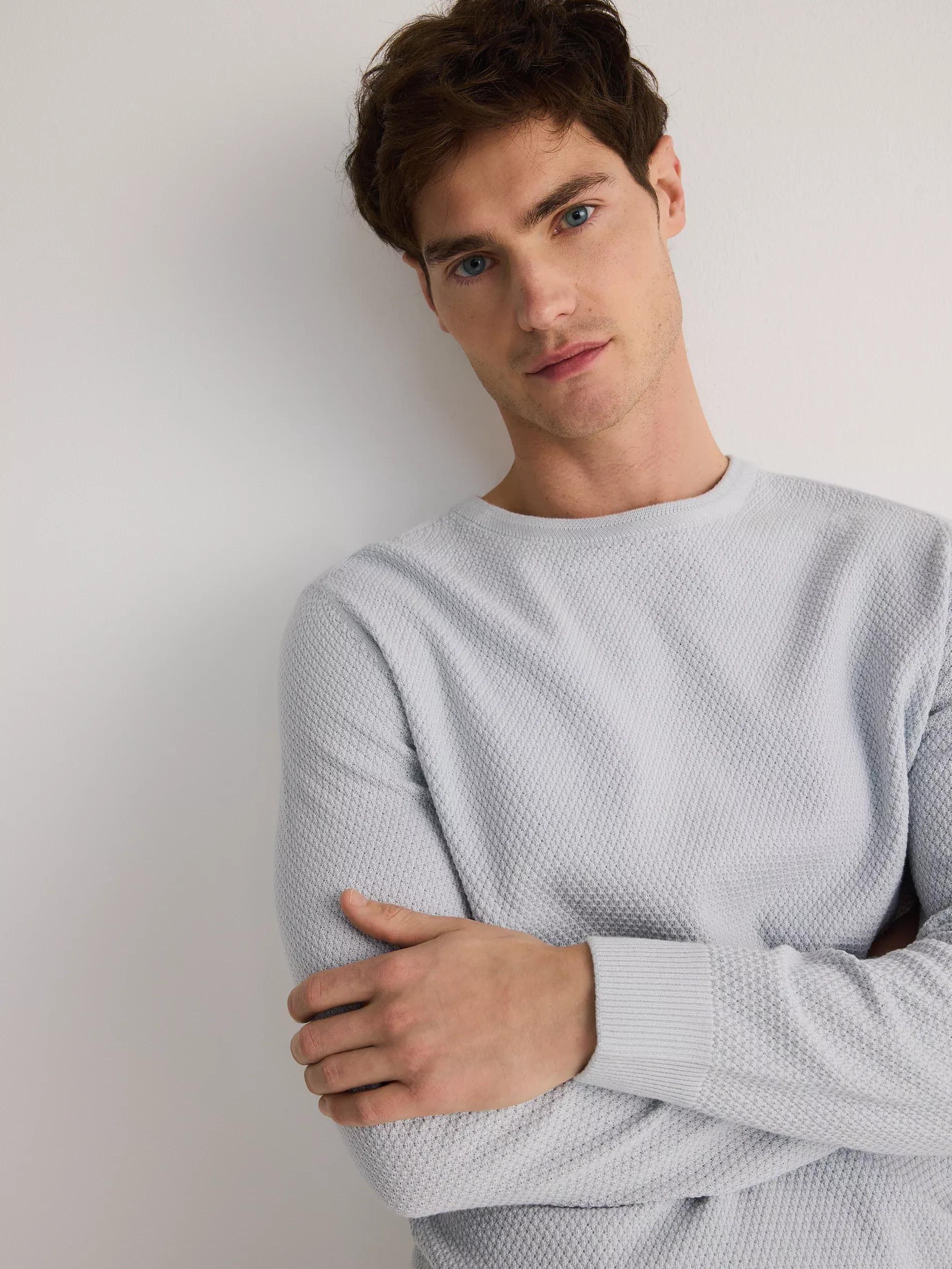 Blue Structural Cotton Jumper, Blue, large image number 3
