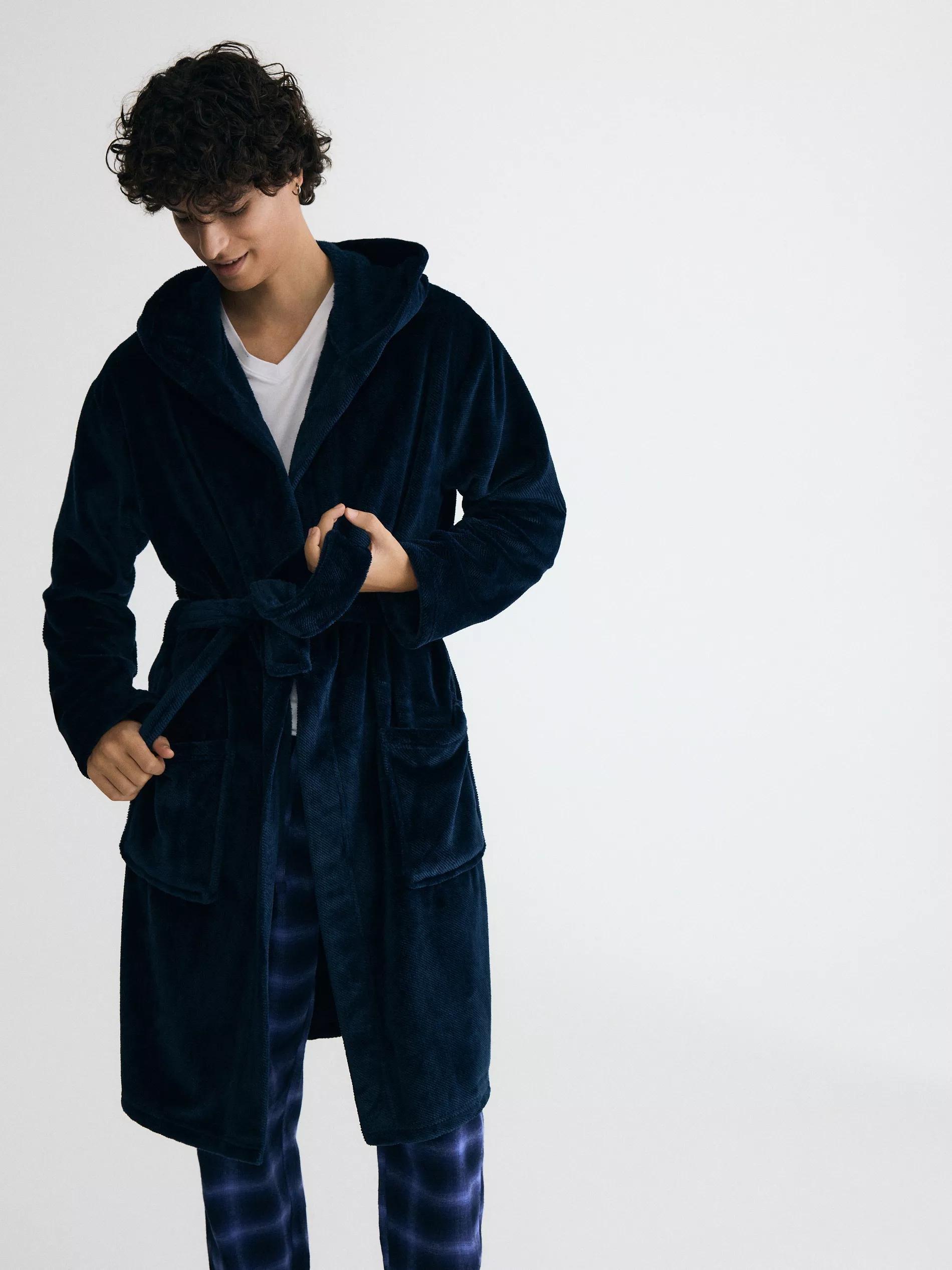 Navy Dressing Gown, Navy, large image number 2