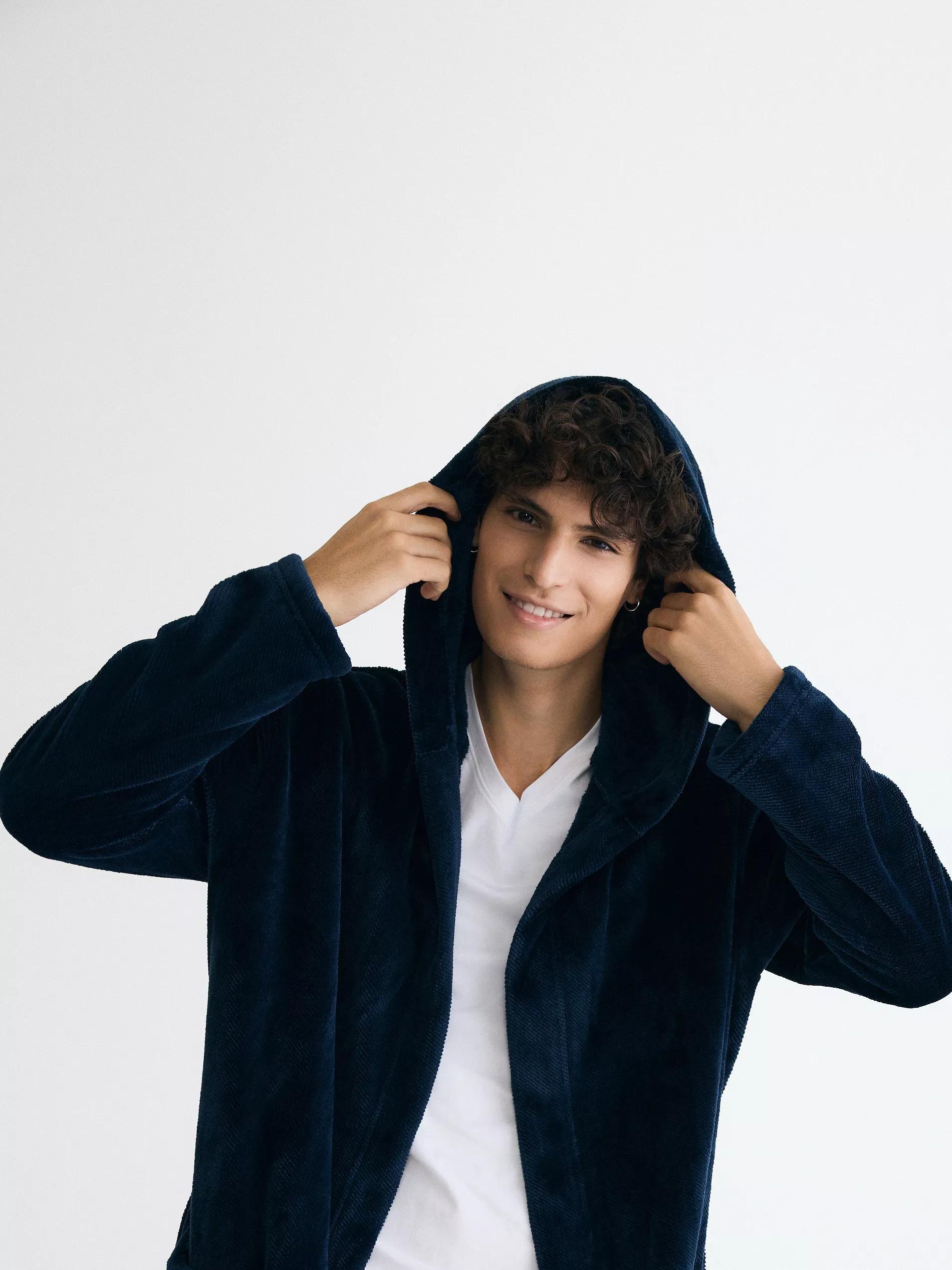 Navy Dressing Gown, Navy, large image number 5