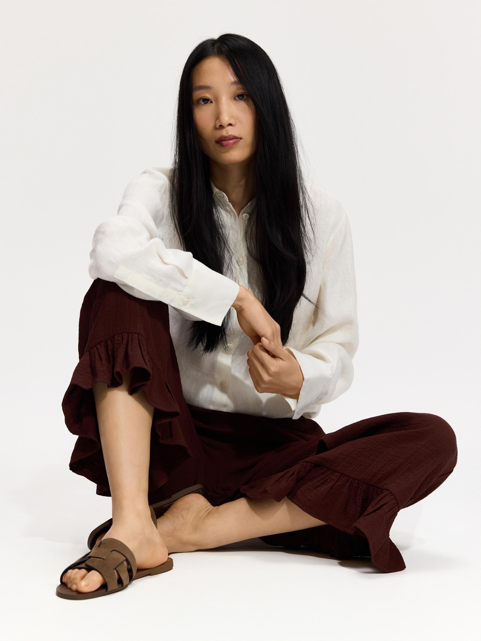 Maroon Loose Trousers With Ruffles, Burgundy, large image number 2