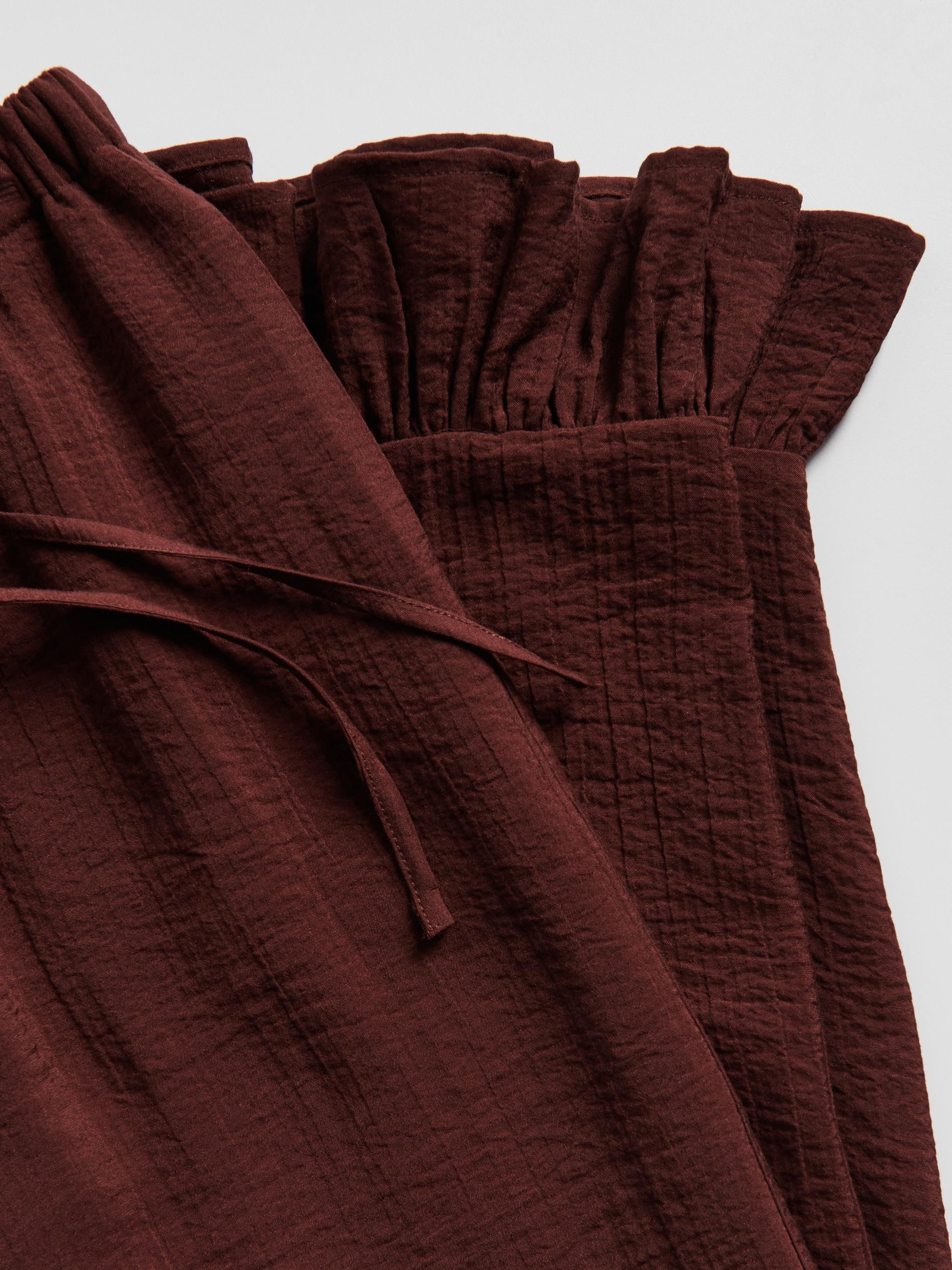 Maroon Loose Trousers With Ruffles, Burgundy, large image number 4