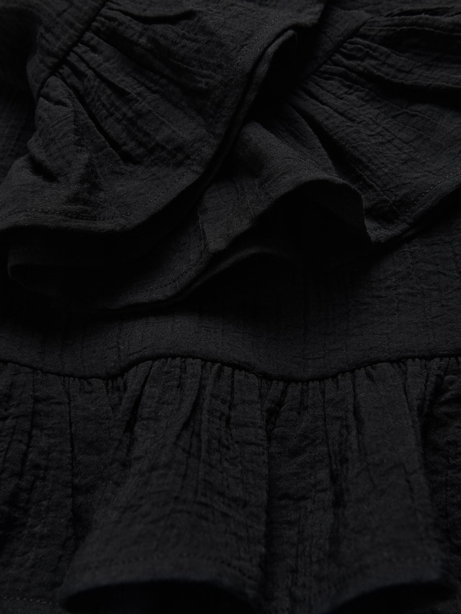 Black Loose Trousers With Ruffles, Black, large image number 4