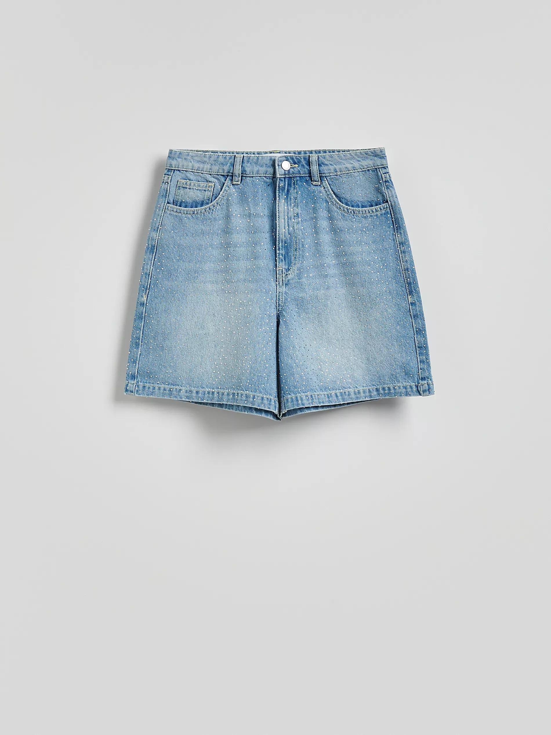 Blue Denim Shorts With Appliques, , large image number 3