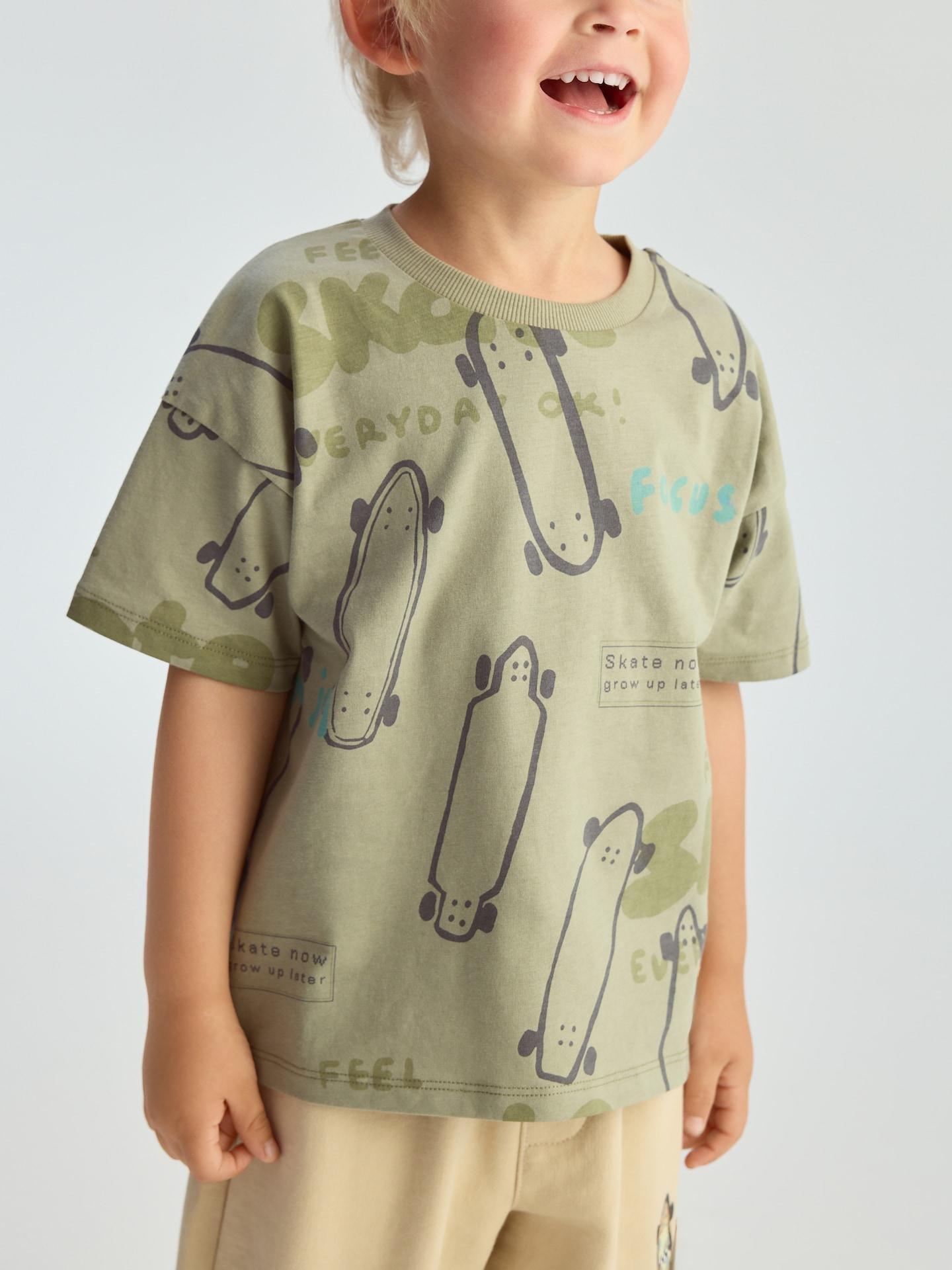 Green Cotton T-Shirt With Print, Green, large image number 4