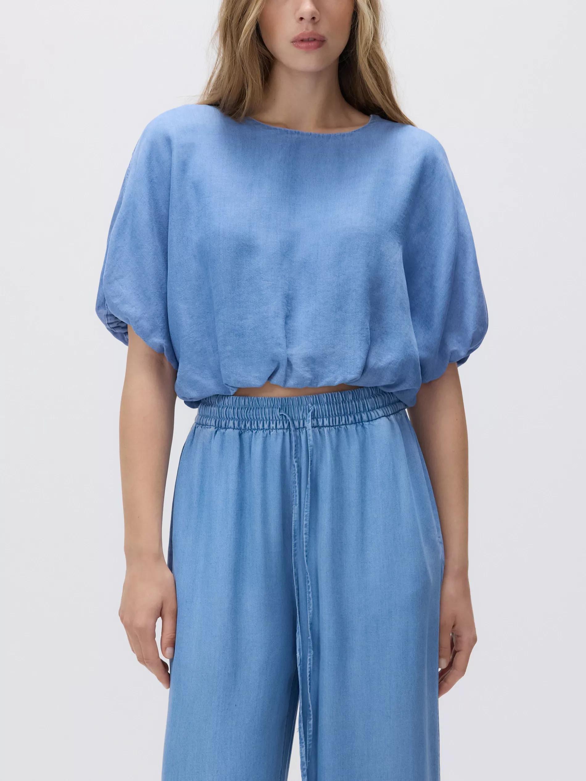 Blue Denim Blouse Made Of Lyocell, Blue, large image number 1