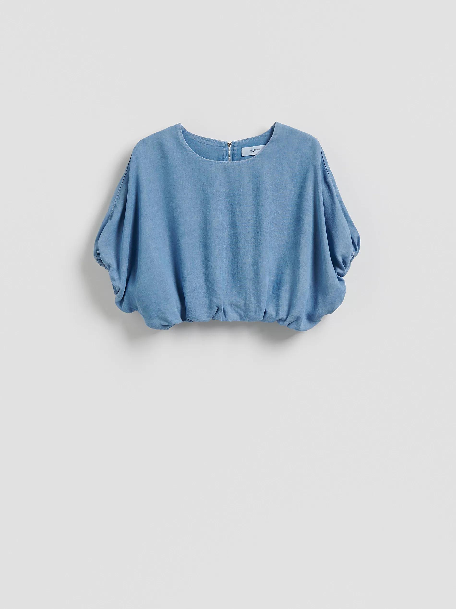 Blue Denim Blouse Made Of Lyocell, Blue, large image number 4