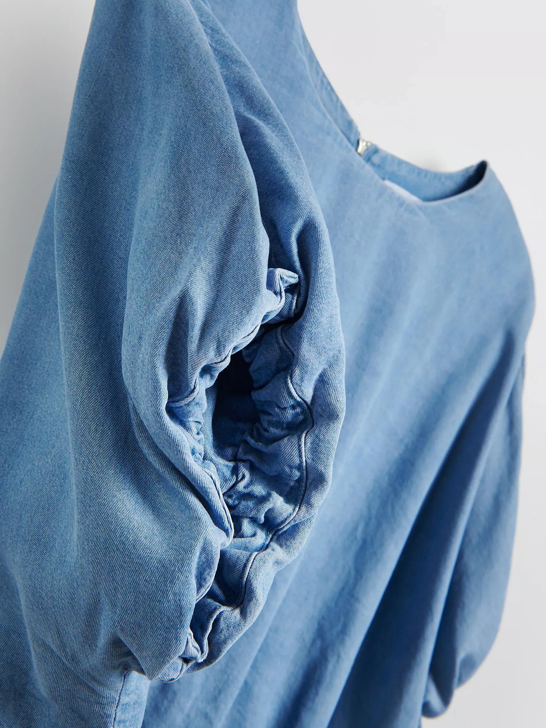 Blue Denim Blouse Made Of Lyocell, Blue, large image number 5