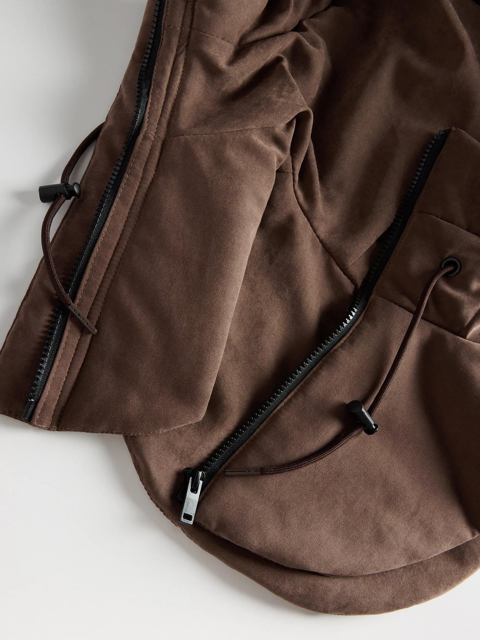 Brown Zippered Cowl, Brown, large image number 1