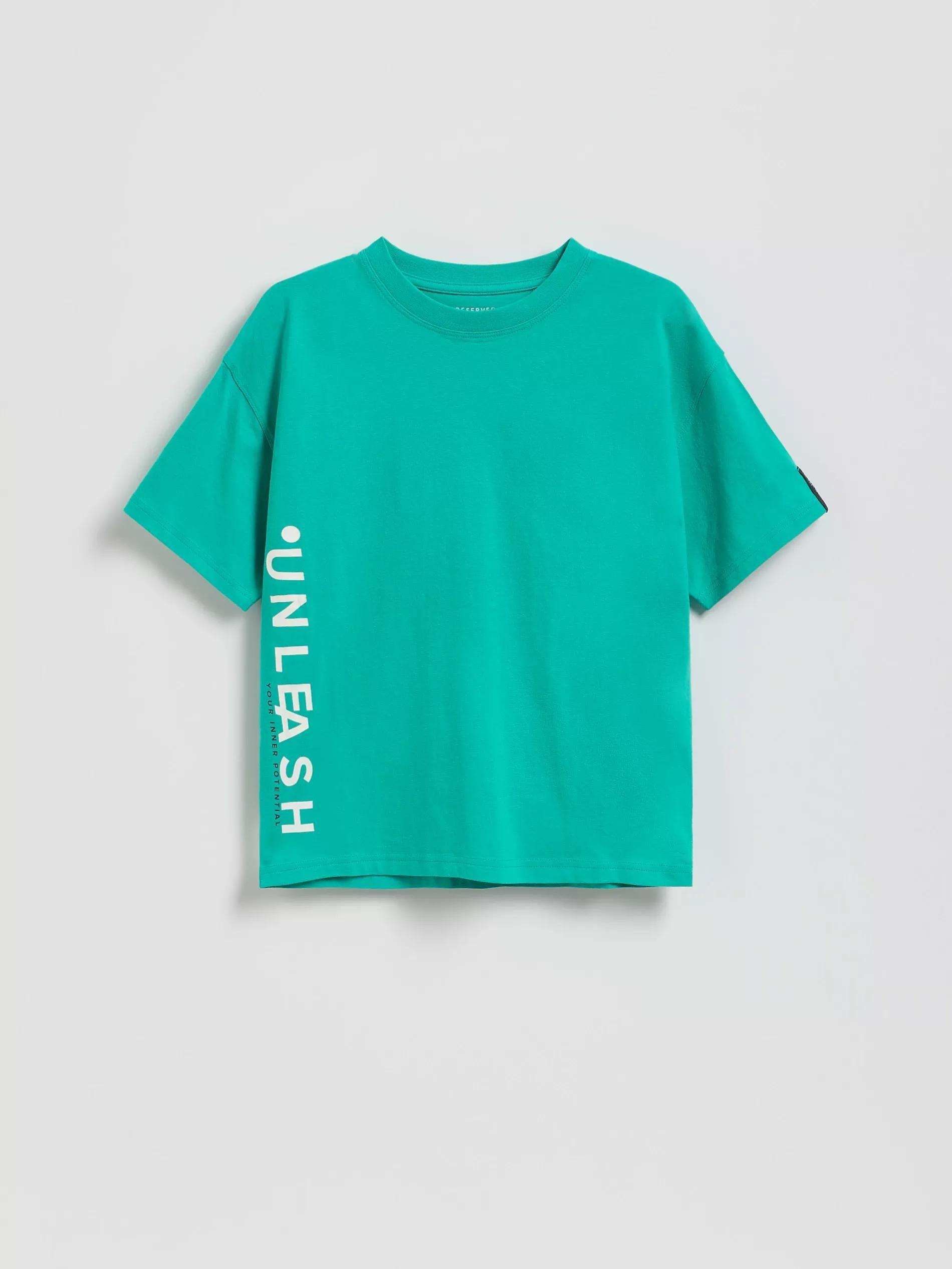 Green Cotton T-Shirt, Turquoise, medium