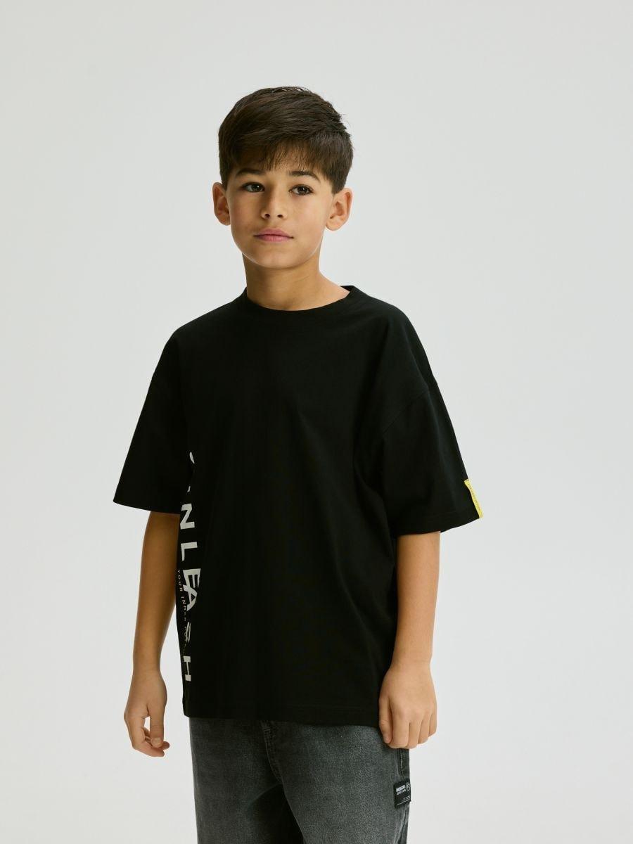 Black Cotton T-Shirt, Black, large image number 1
