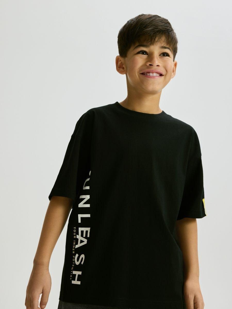 Black Cotton T-Shirt, Black, large image number 2