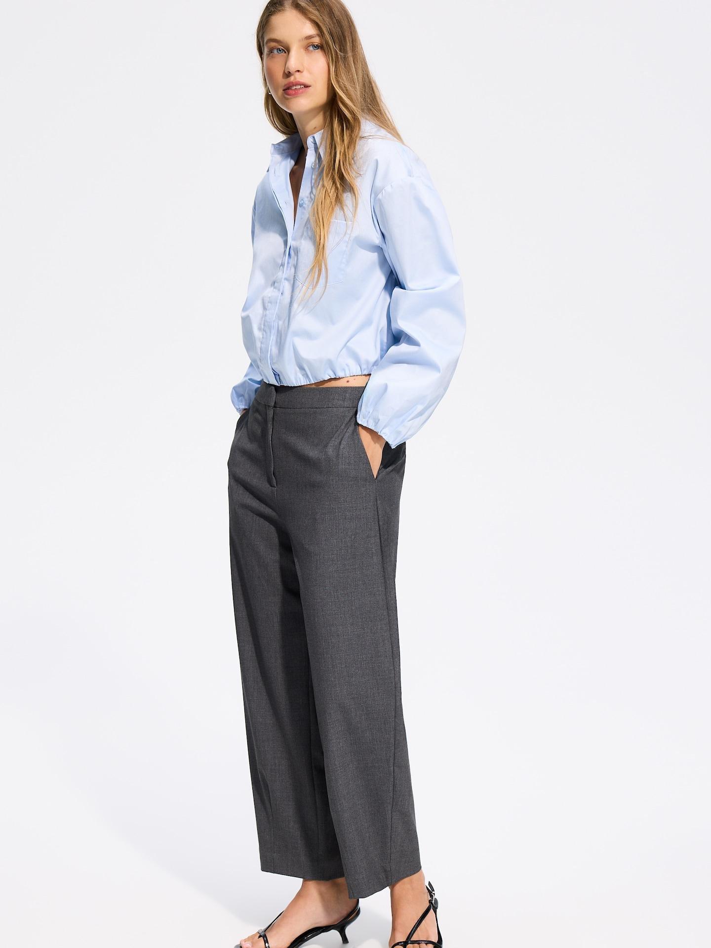 Grey Barrel Leg Trousers, Light grey, medium