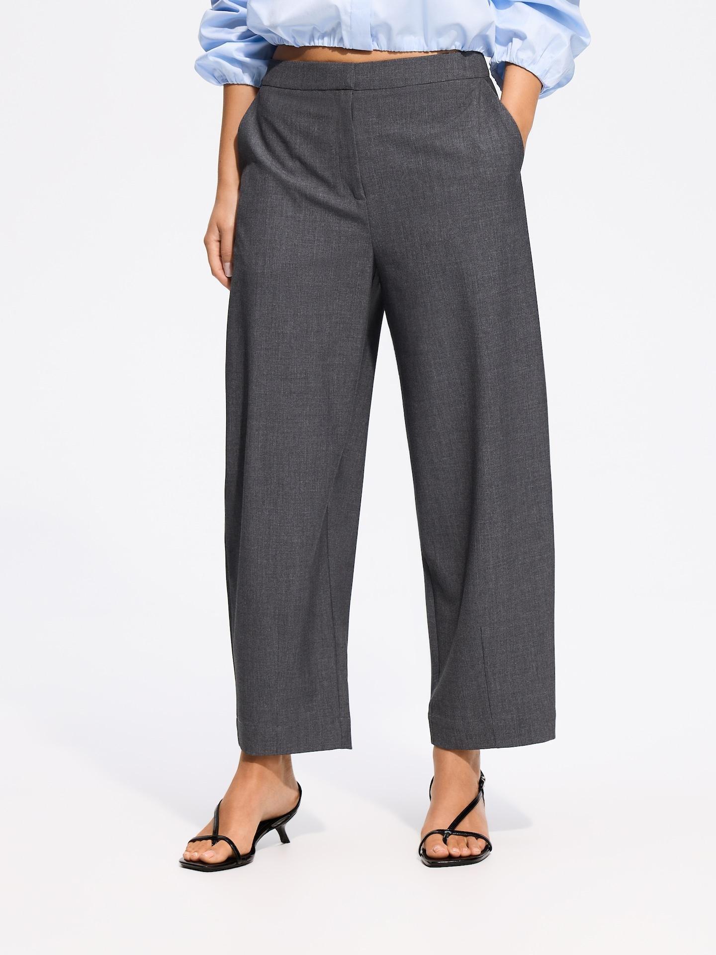 Grey Barrel Leg Trousers, Light grey, medium
