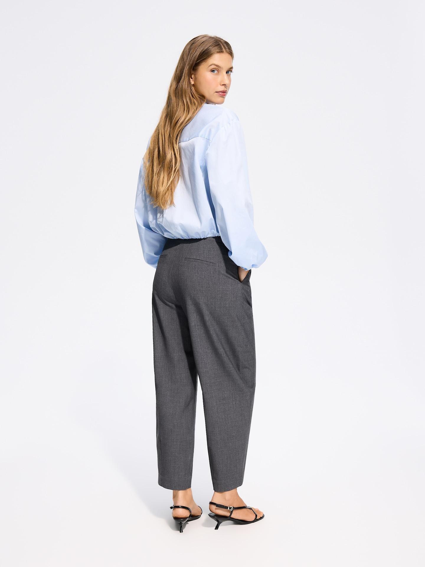 Grey Barrel Leg Trousers, Light grey, large image number 5