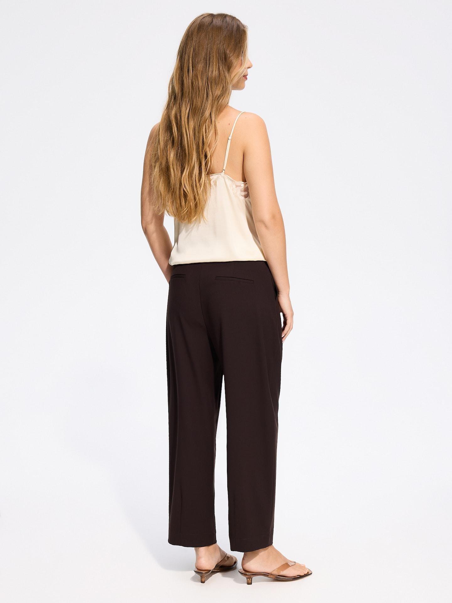 Brown Barrel Leg Trousers, Brown, large image number 3