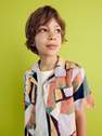 Reserved - Lavender Patterned Shirt With Linen, Boys