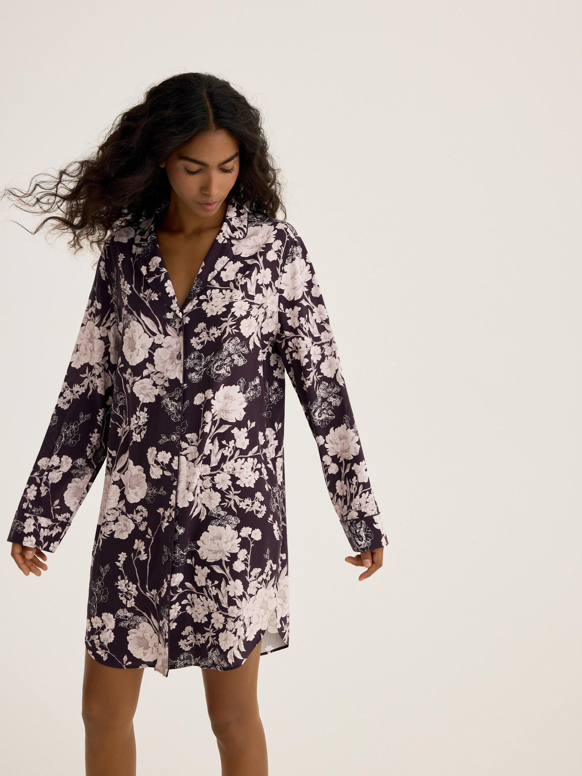 Purple Patterned Nightdress, Purple, large image number 1