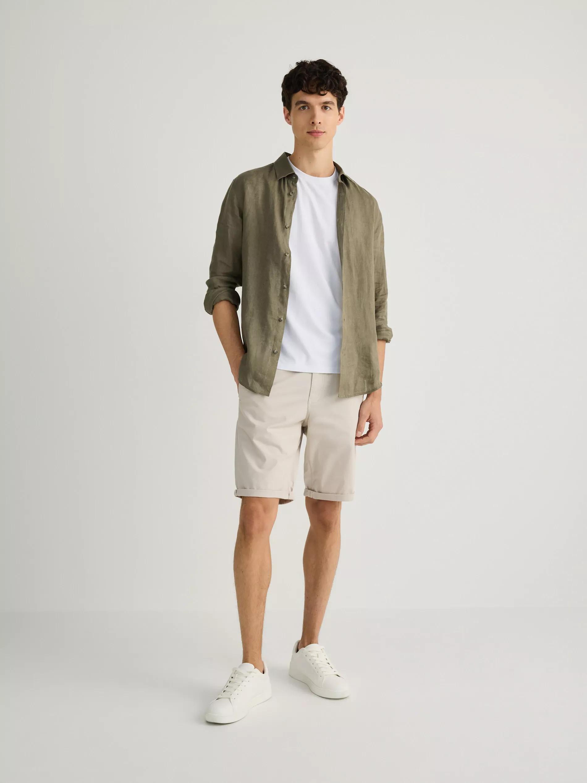 Beige Chino Slim Shorts, , large image number 1