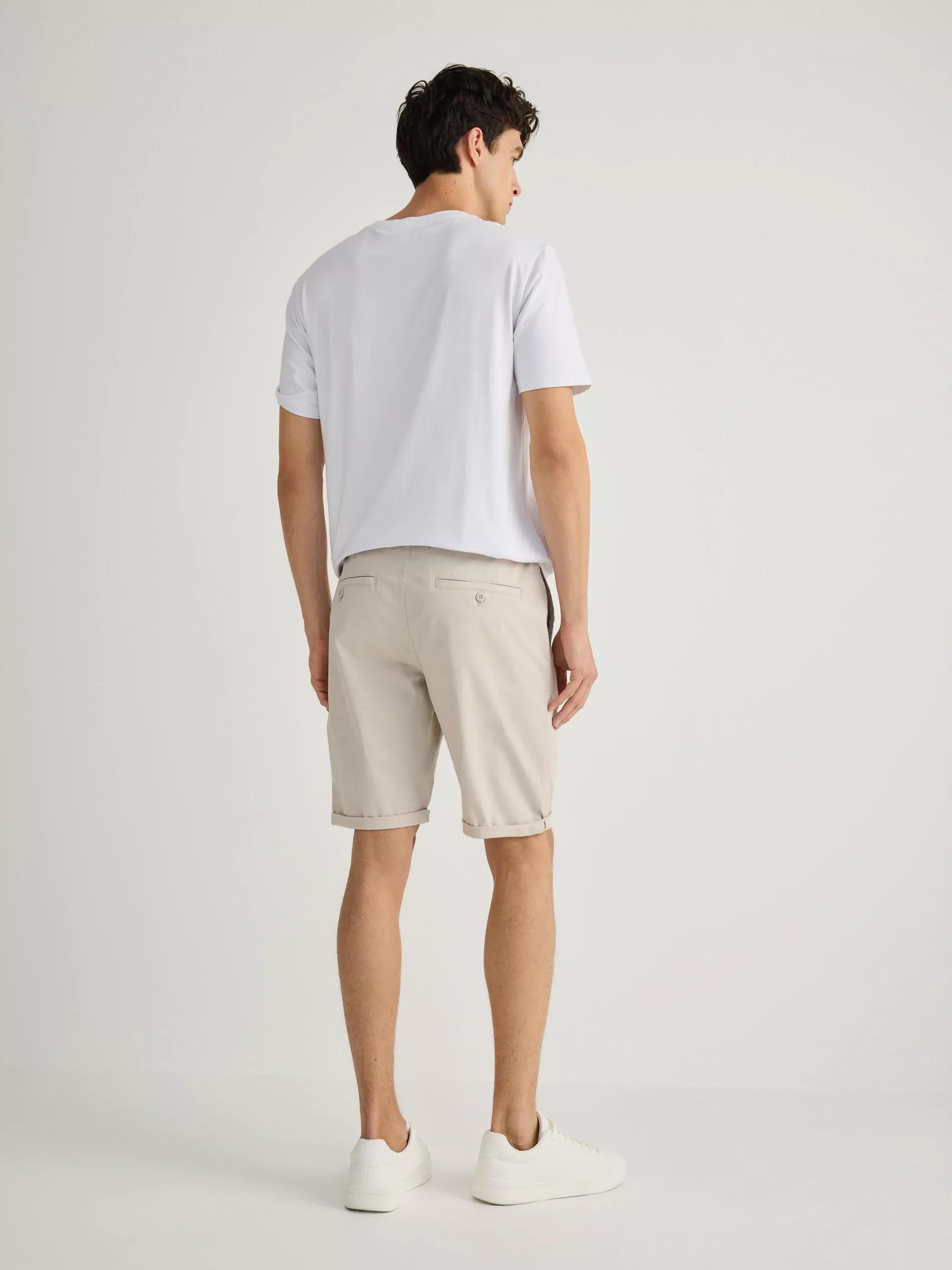 Beige Chino Slim Shorts, , large image number 3