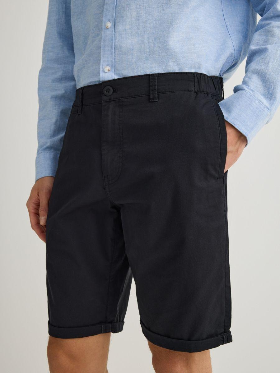 Black Slim Chino Shorts, , large image number 1