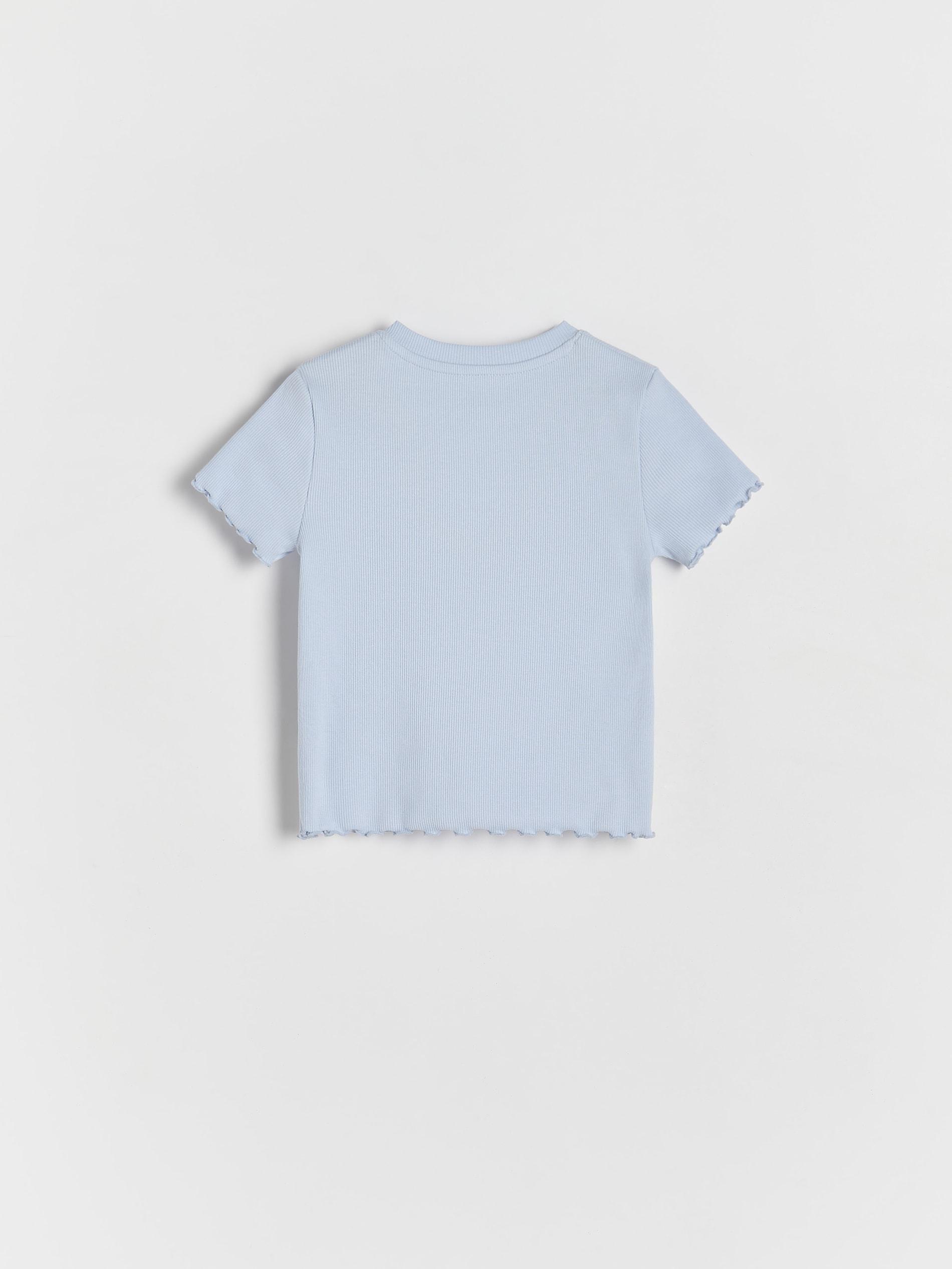 Blue Embroidery Rib Knit T-Shirt , Kids Girls, , large image number 4