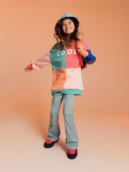 Reserved - Multicolor Colour Block Hoodie, Kids Girls